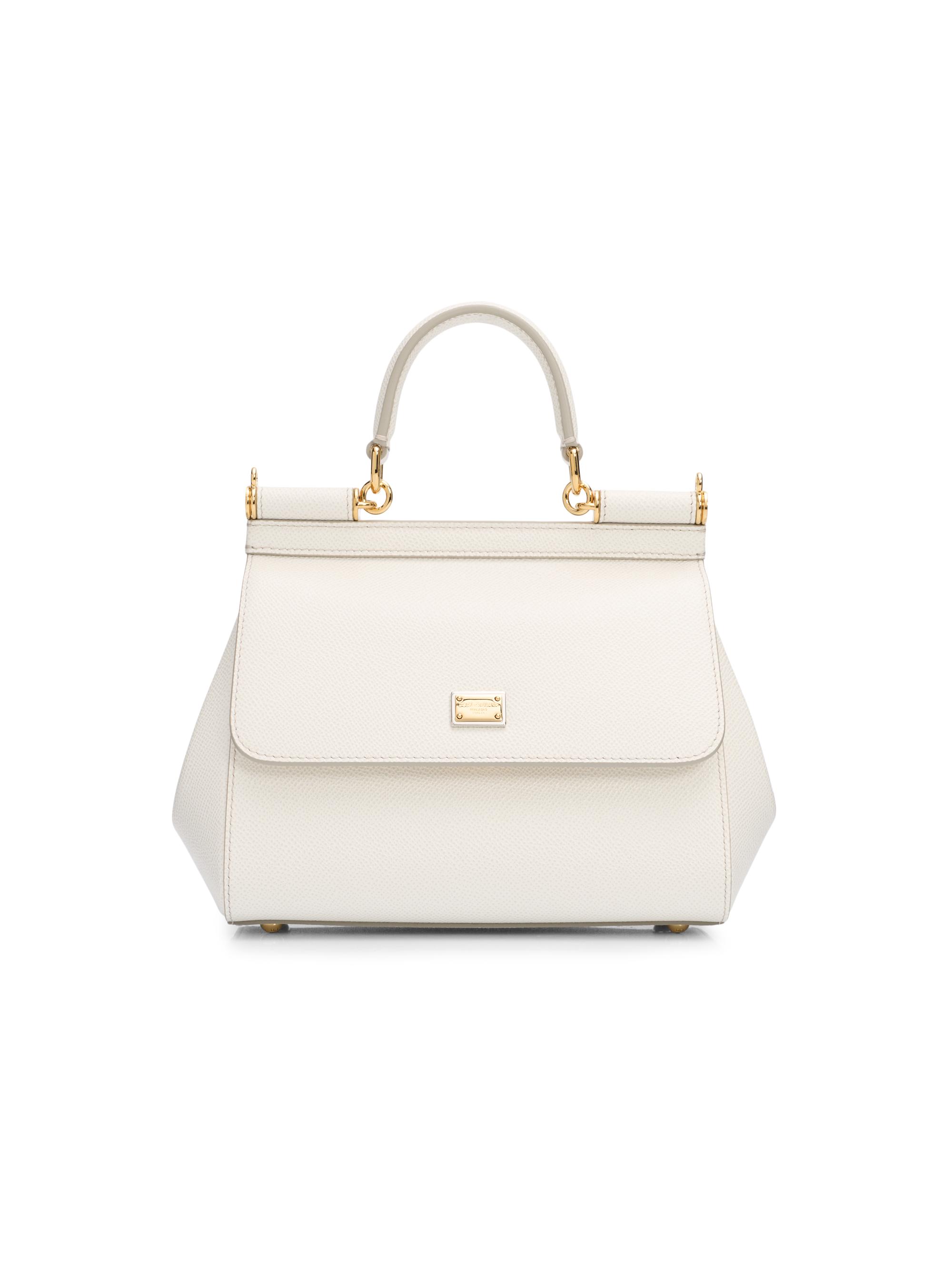 Dolce & Gabbana Women's Sicily Logo Leather Top Handle Bag - White