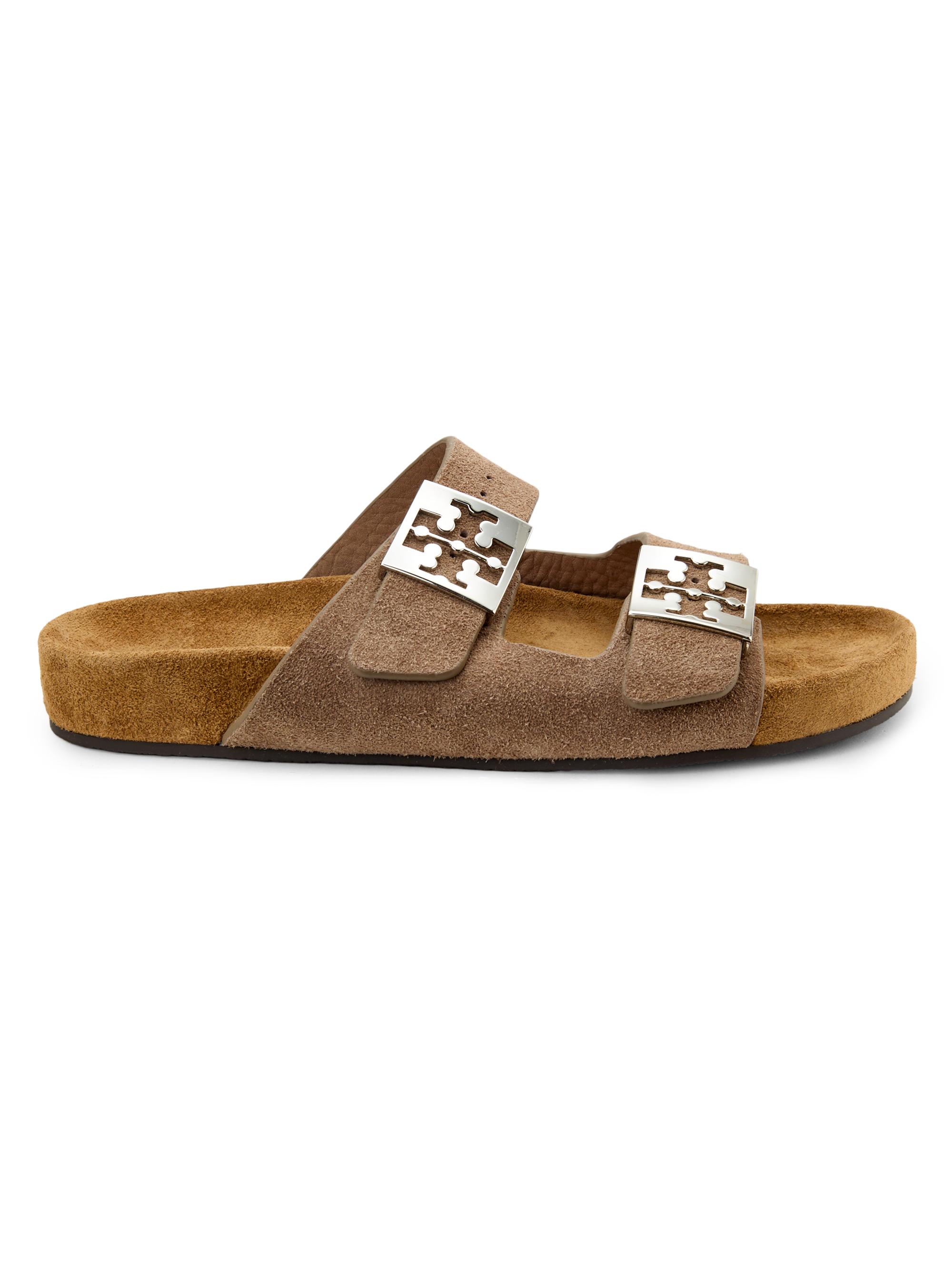 Tory Burch Women's Mellow Logo-Detail Suede Sandals - River Rock