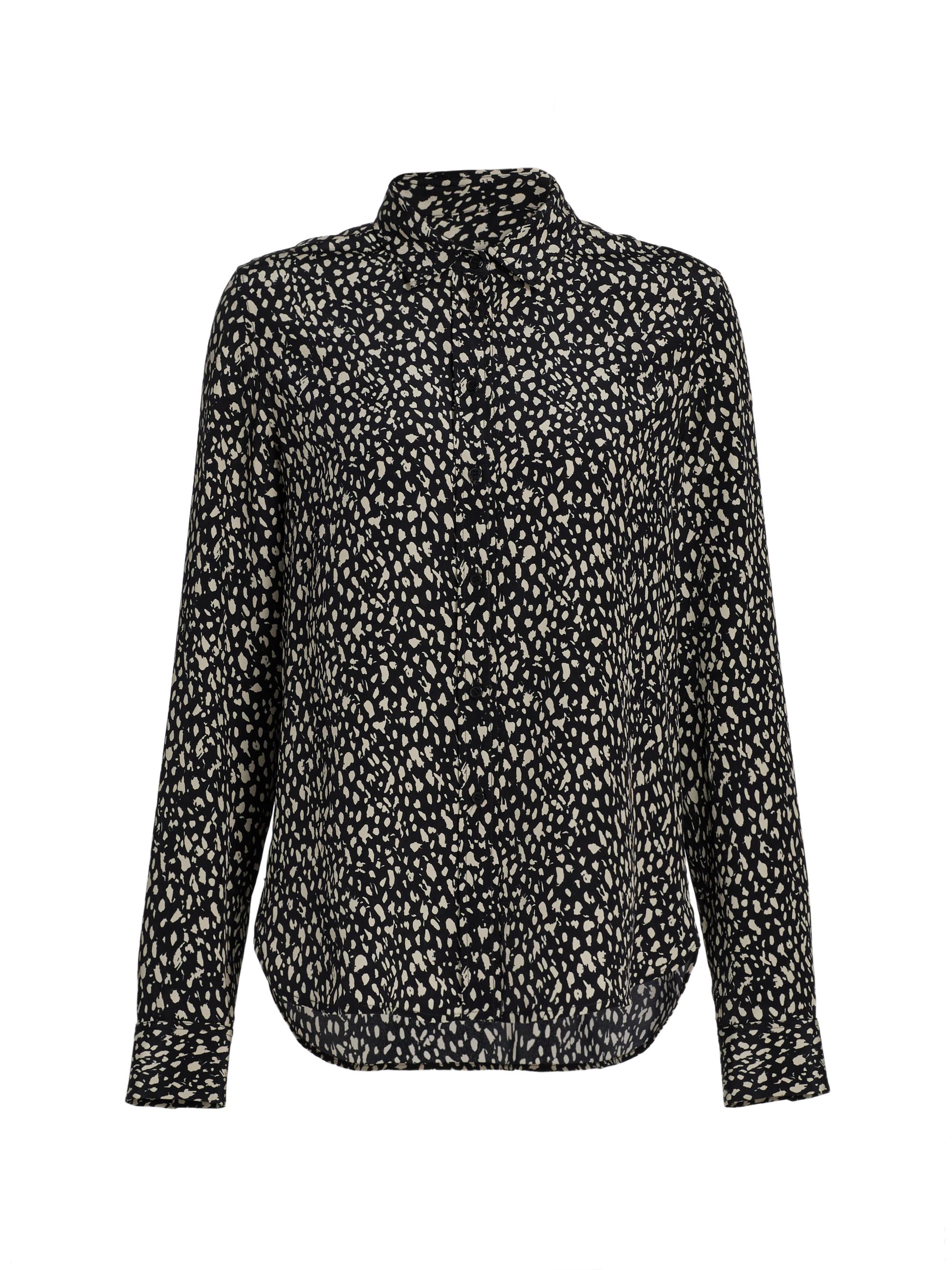 Nili Lotan Women's Gaia Printed Silk Button-Front Shirt - Black Stone Cheetah Print