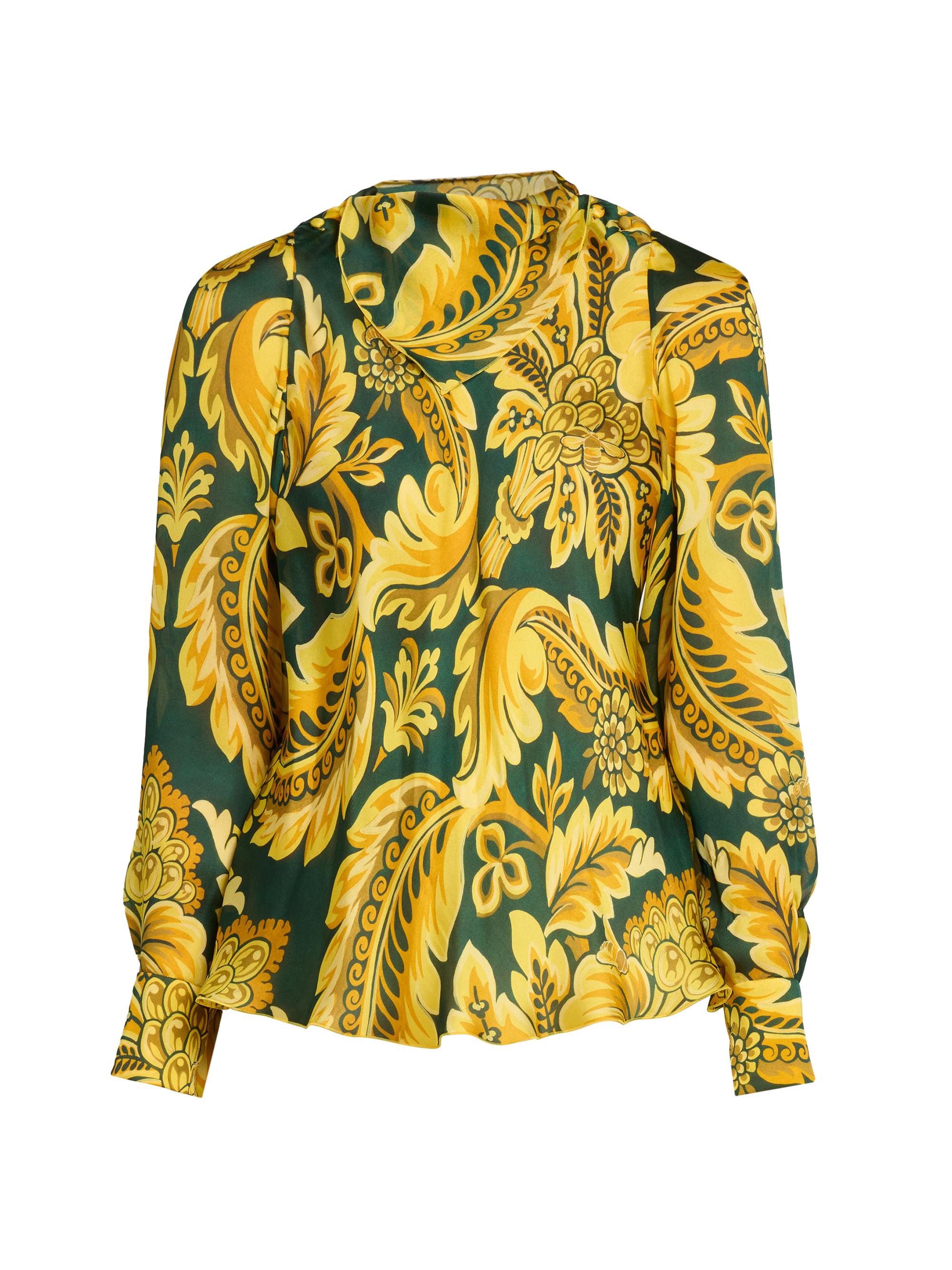Etro Women's Floral Silk Top - Stampa Fdo Verde