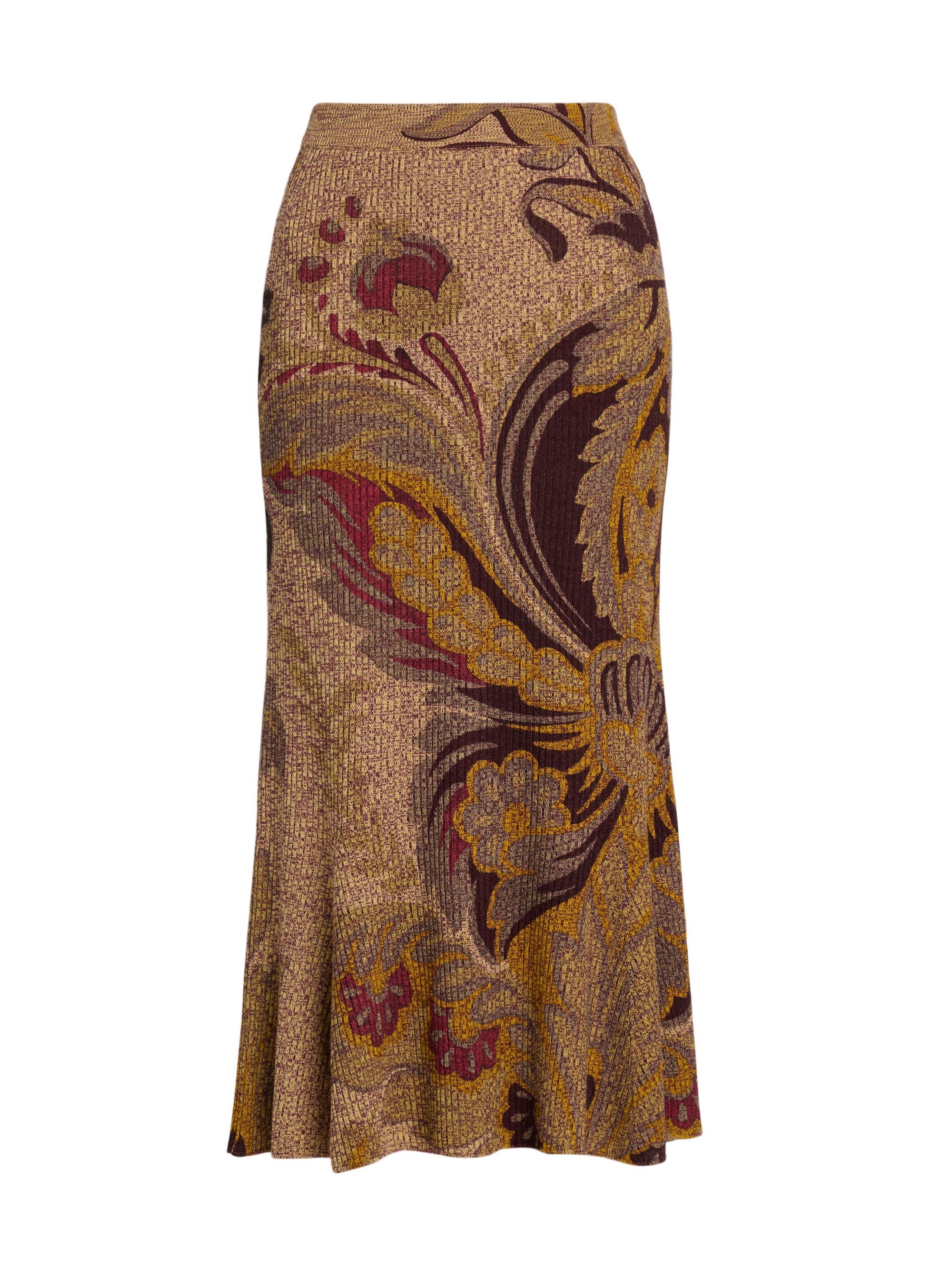 Etro Women's Patterned Wool Midi-Skirt - Multicolor Green Base
