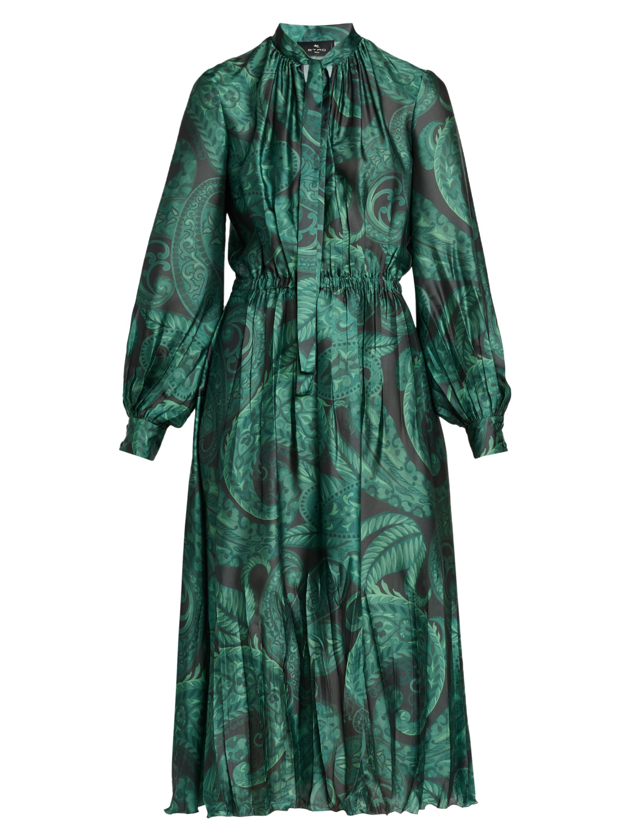 Etro Women's Printed Ruched Midi-Dress - Stampa Fdo Verde