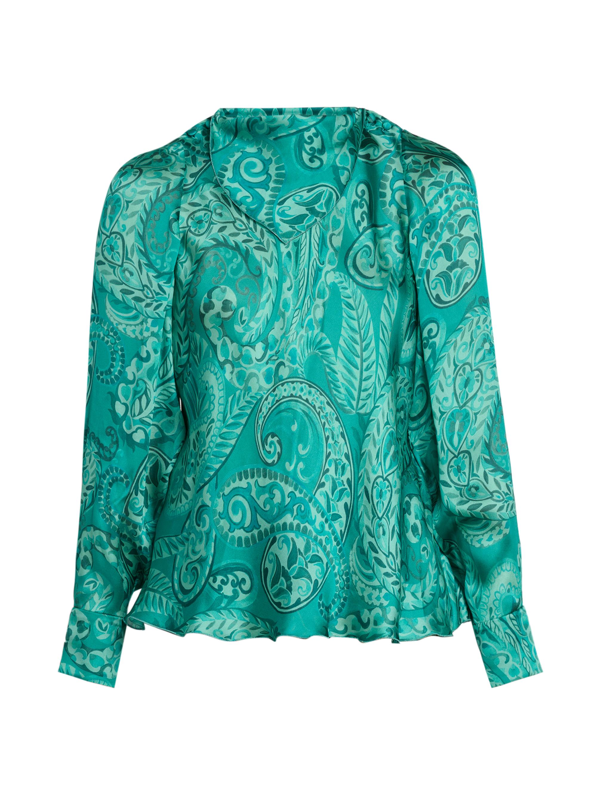 Etro Women's Paisley-Printed Silk Top - Printed Azure Base