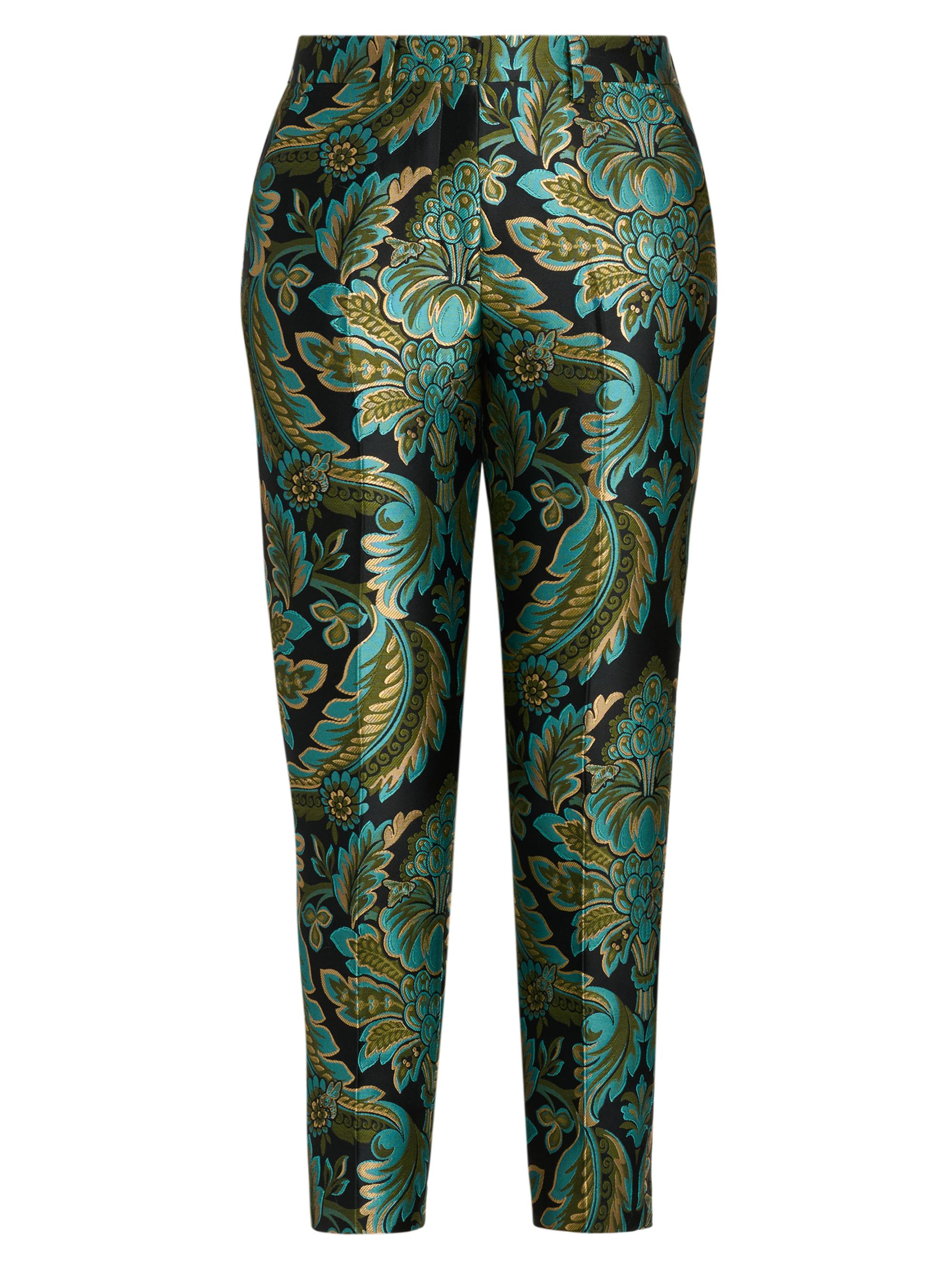 Etro Women's Capitol Floral Jacquard Crop Trousers - Multicolor Black Base