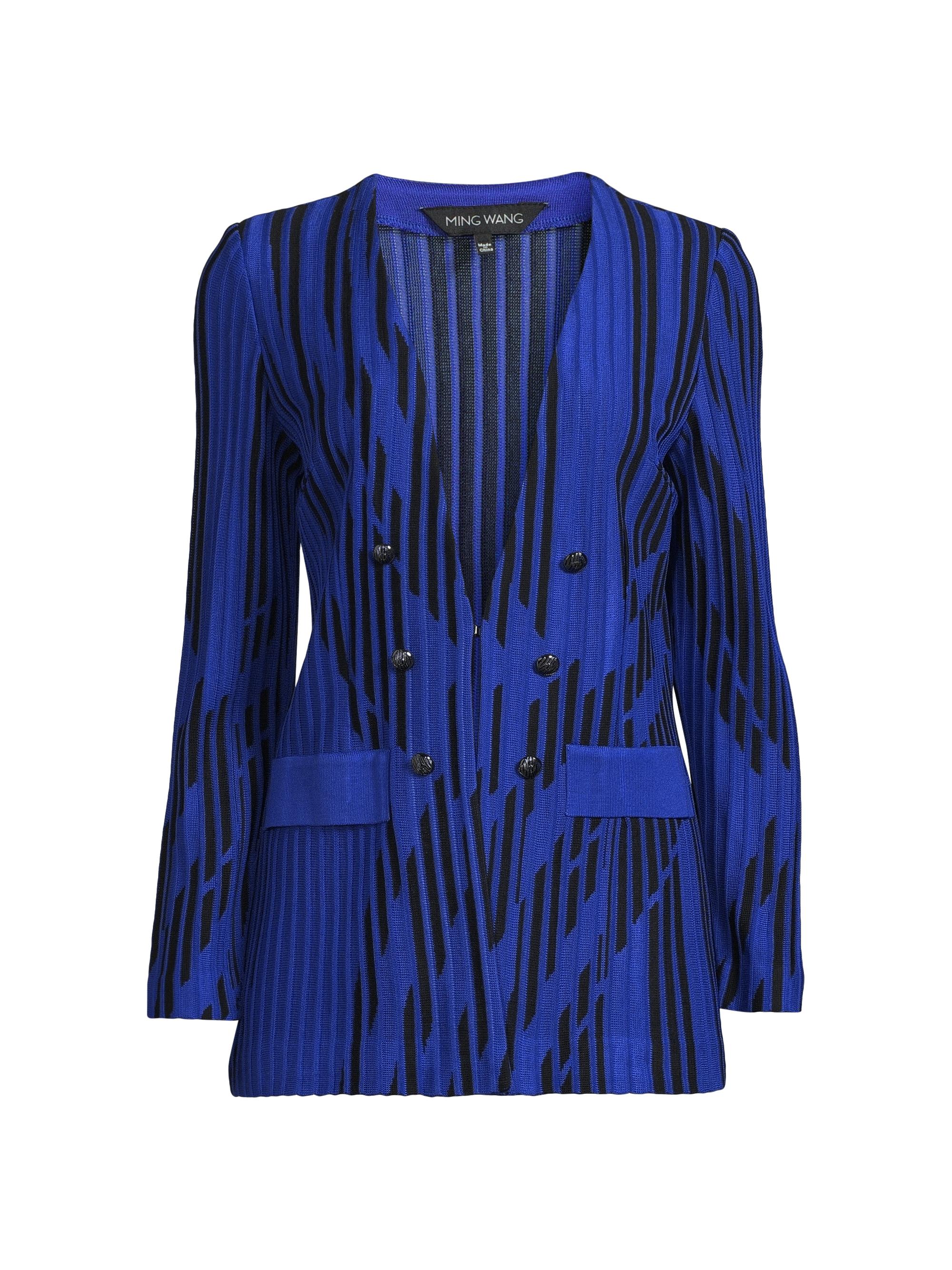 Ming Wang Women's Missy Knit Jacket - Sapphire Sea Black