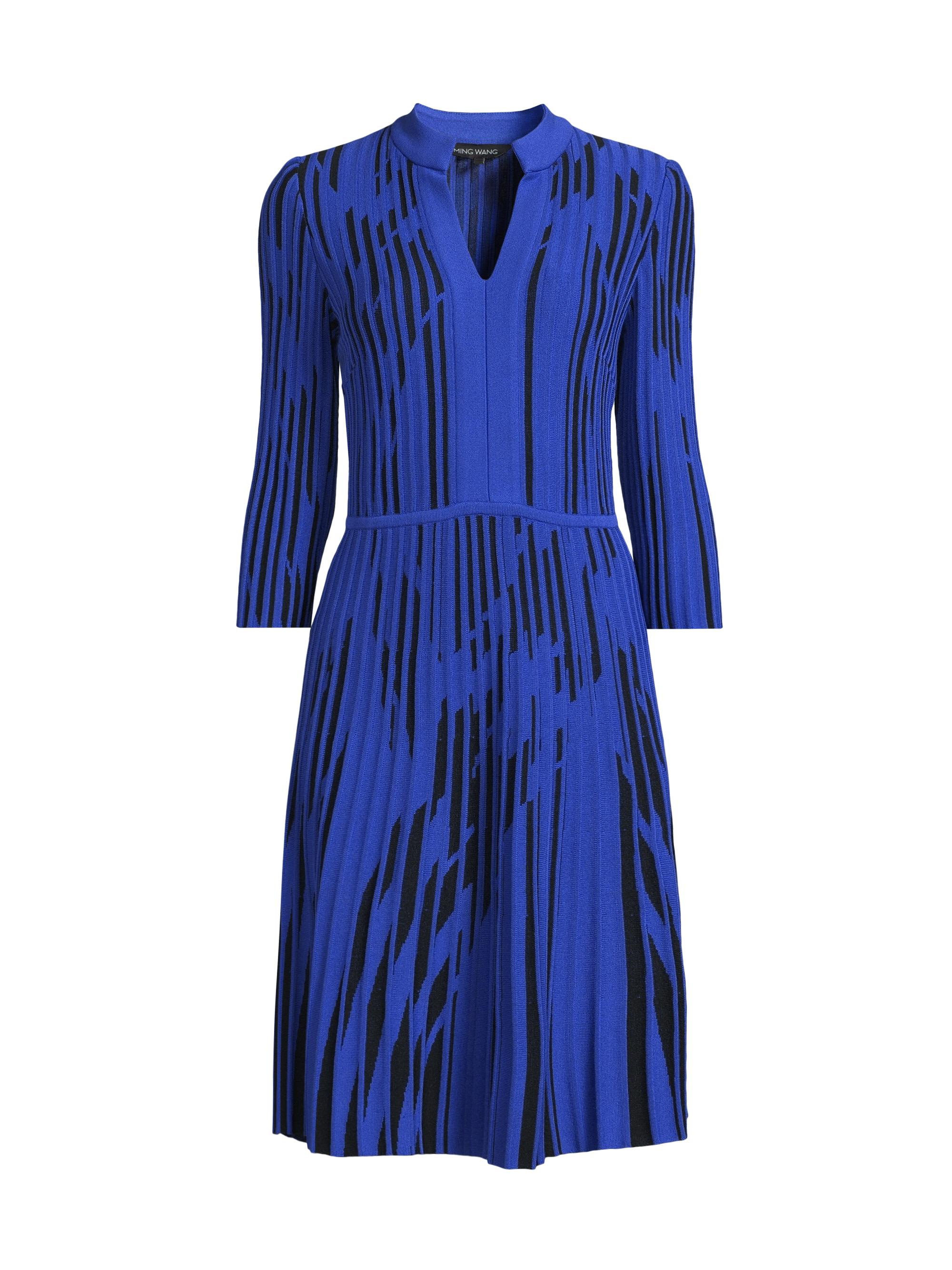 Ming Wang Women's Missy Knit Fit-And-Flare Midi-Dress - Sapphire Sea Black