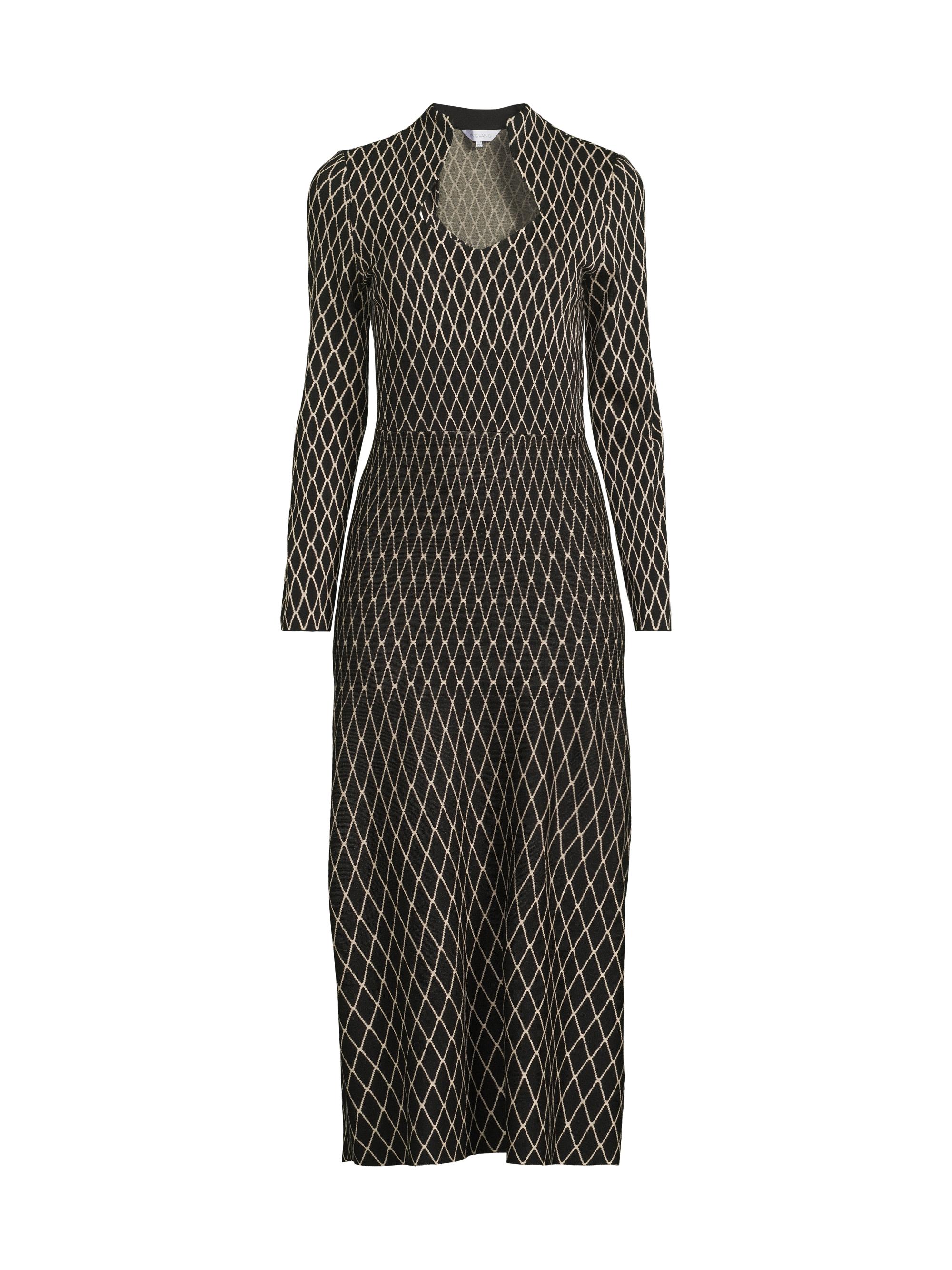 Ming Wang Women's  x Tanya Foster Diamond Soft-Knit A-Line Maxi Dress - Black