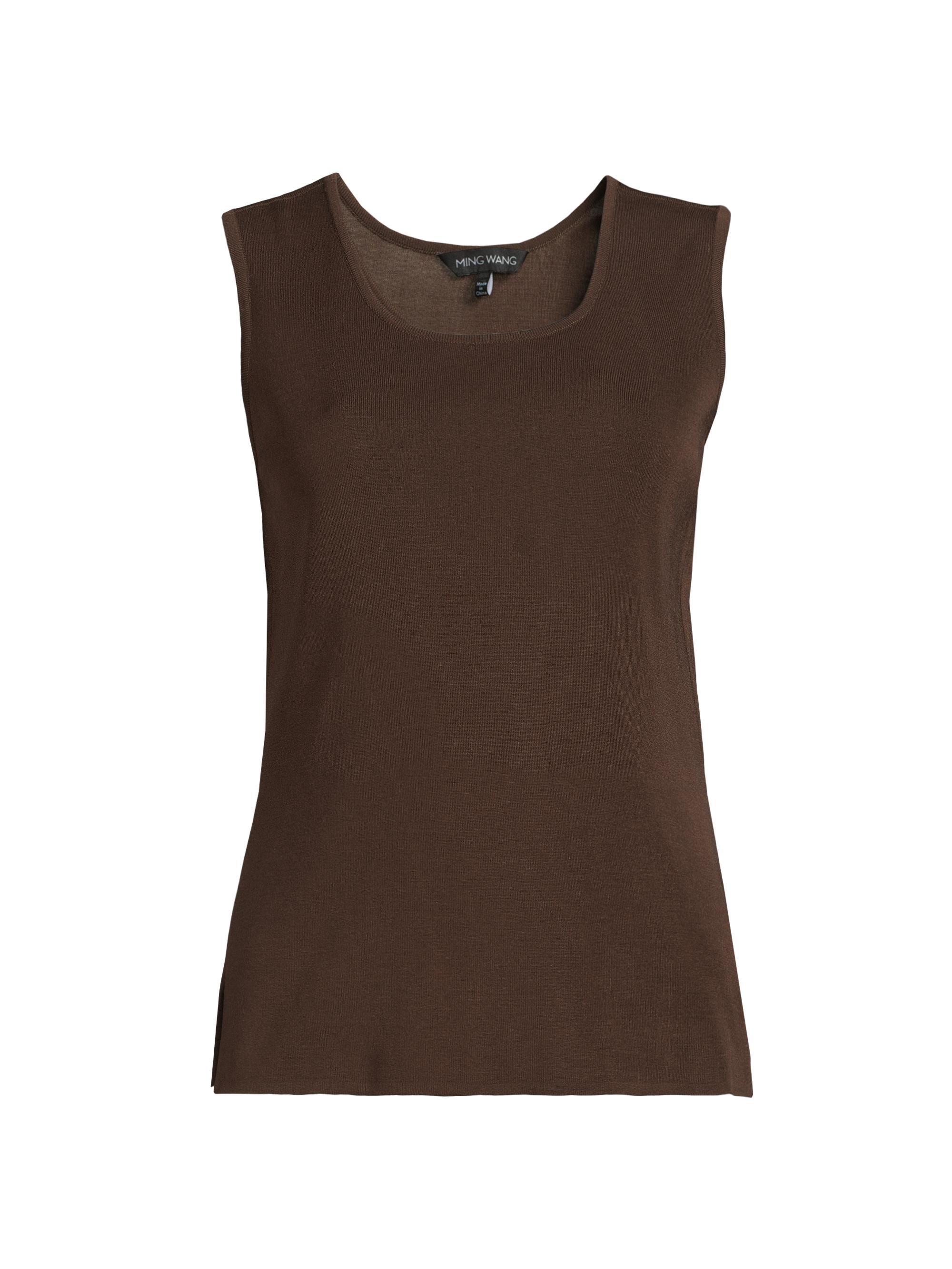 Ming Wang Women's Missy Scoopneck Tank - Dark Umber