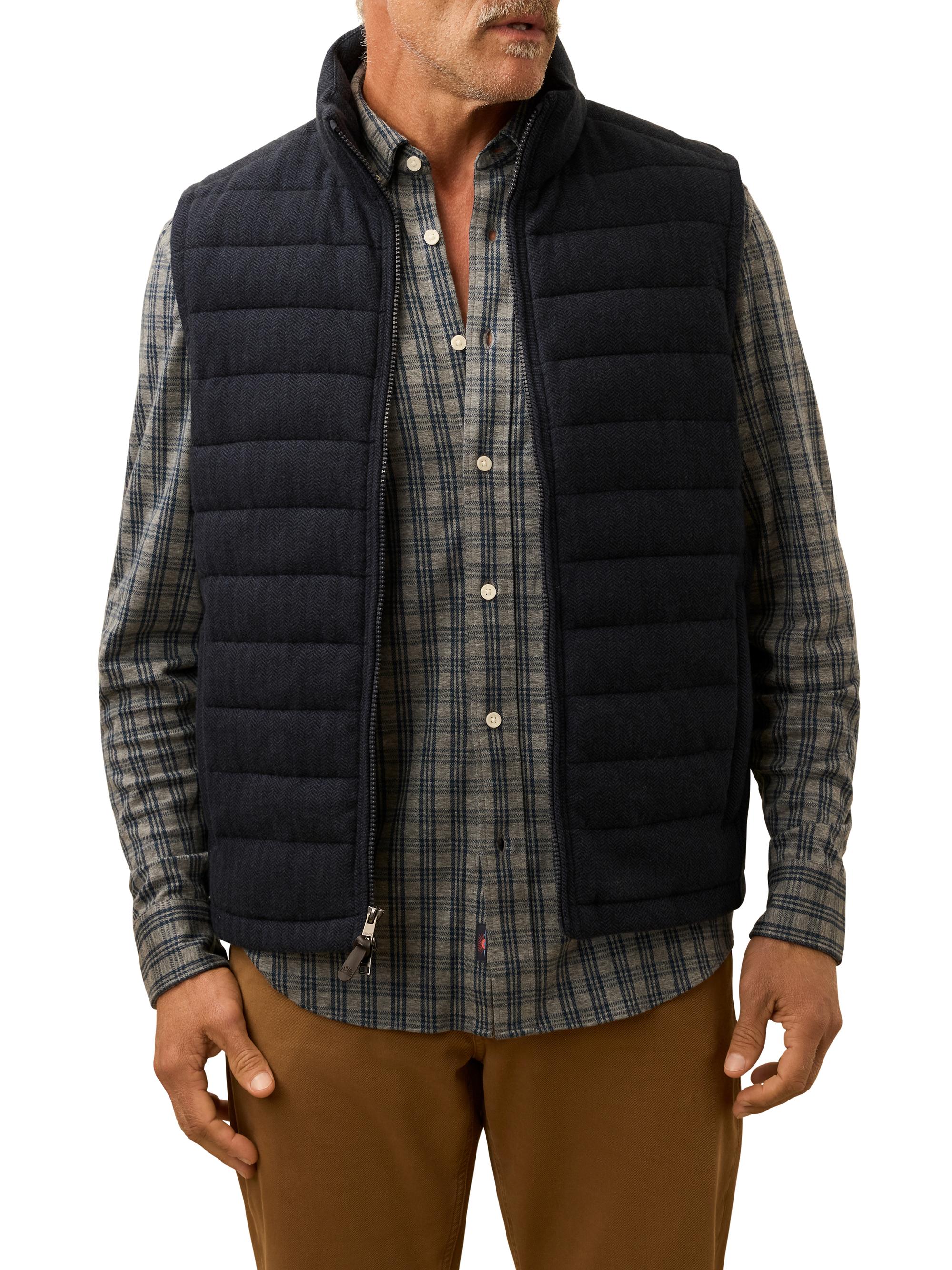 Faherty Brand Men's Teton Valley Quilted Vest - Navy Twilight Herringbone