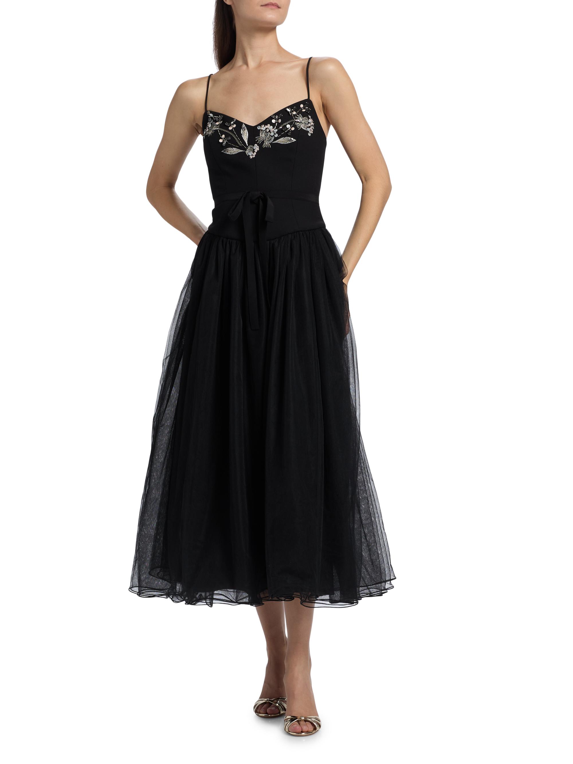Cinq à Sept Freddie Embroidered Tulle Midi-Dress | Saks Fifth Avenue