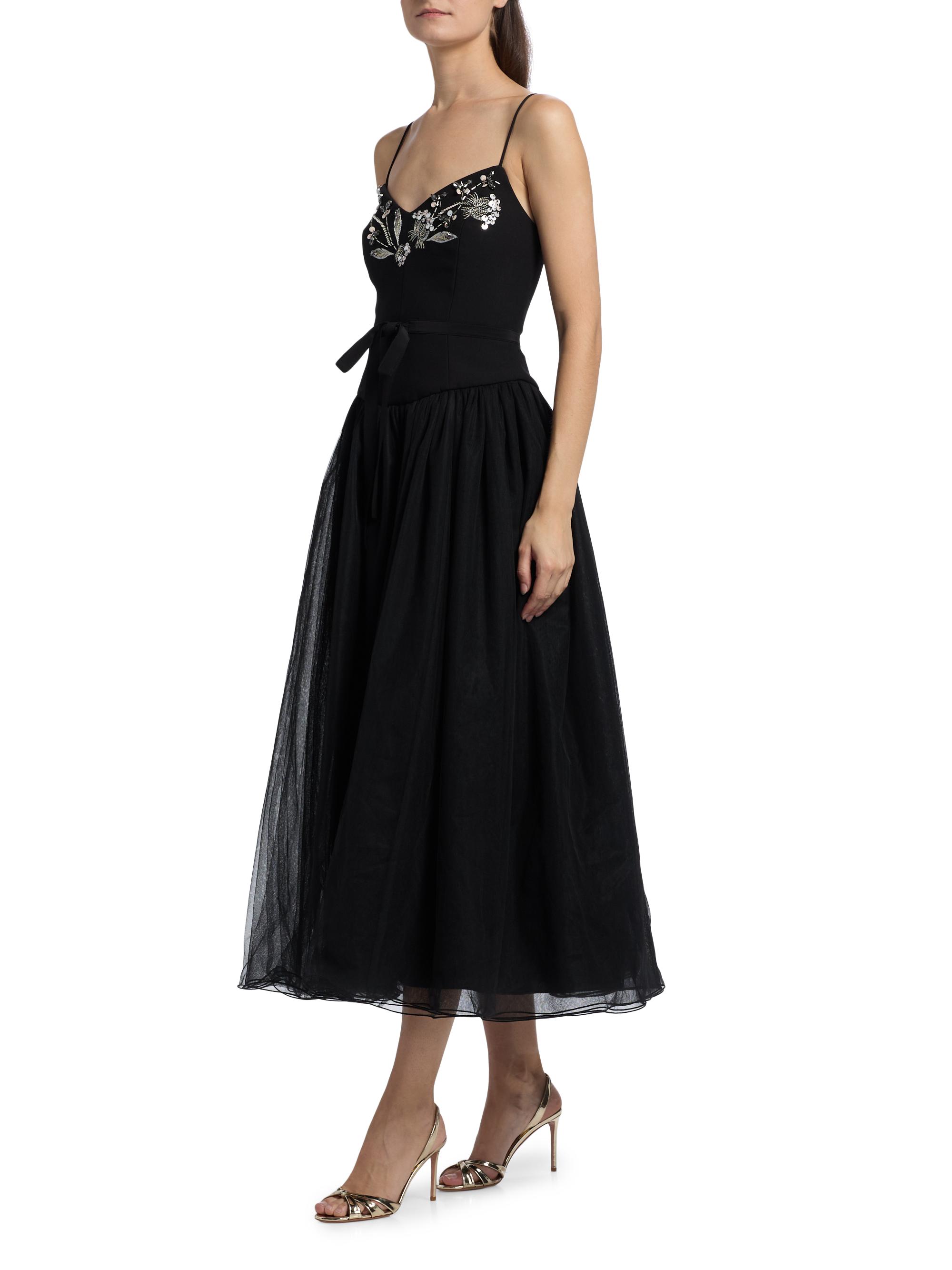 Cinq à Sept Freddie Embroidered Tulle Midi-Dress | Saks Fifth Avenue