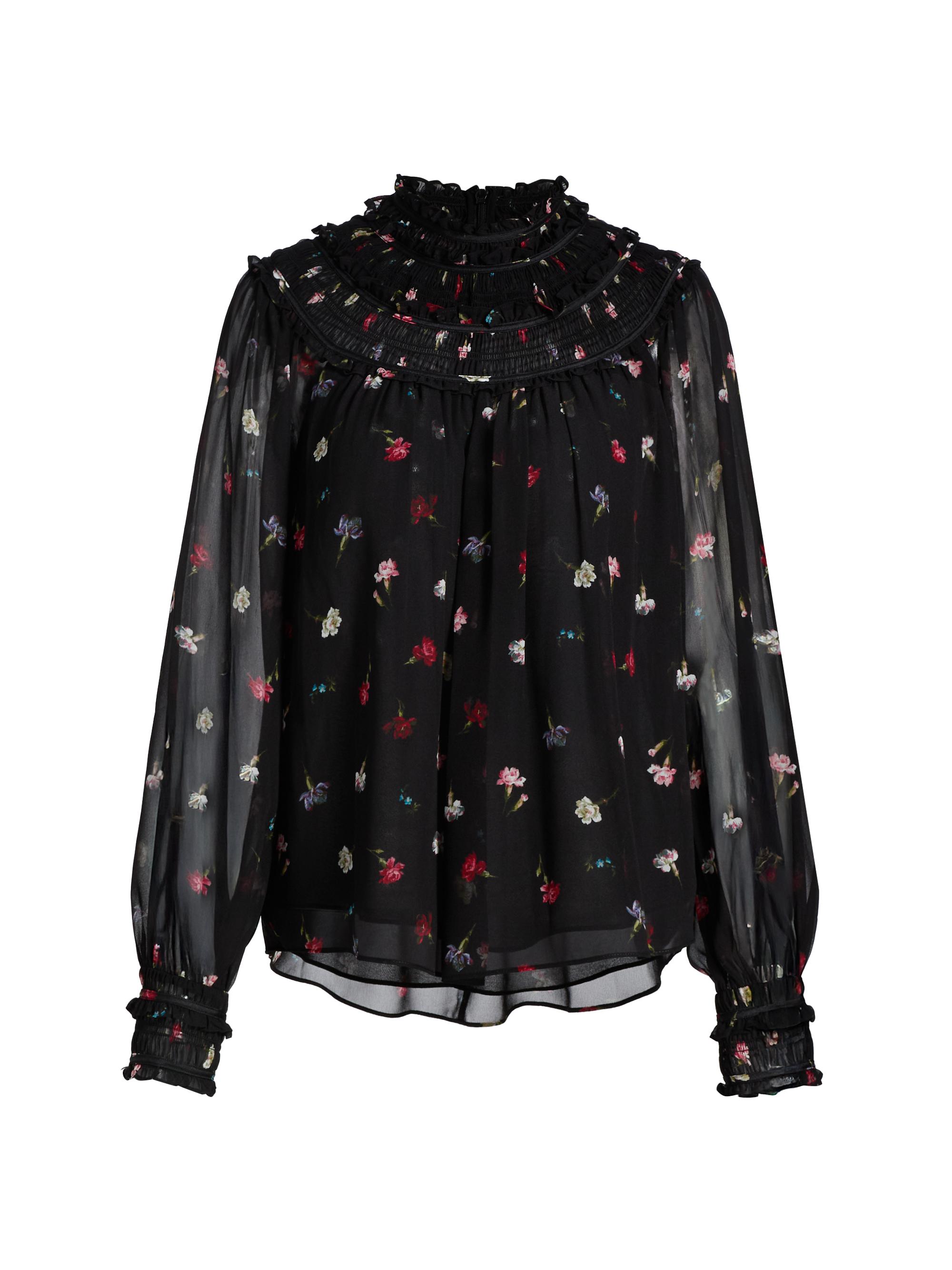 CINQ A SEPT Women's Leopold Tumbling Carnations Long-Sleeve Top - Black Multi