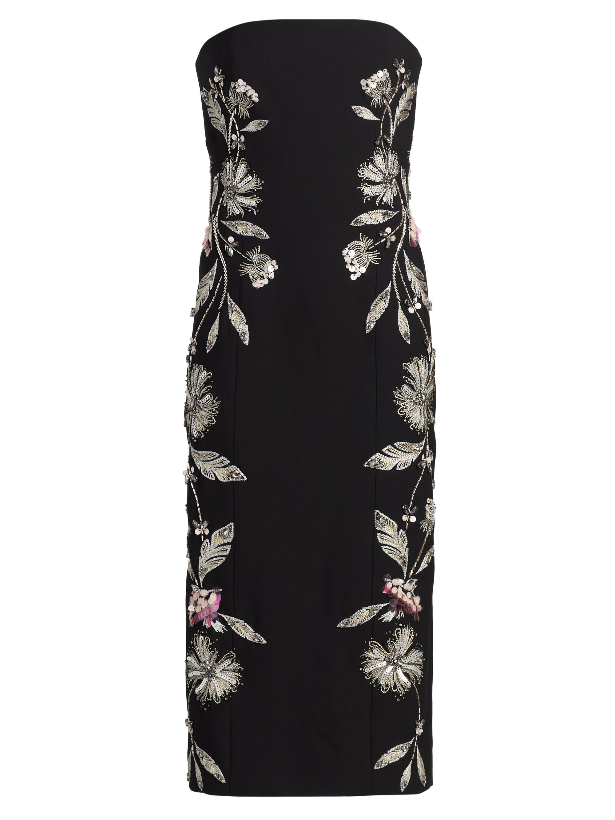 CINQ A SEPT Women's Floral Embellished Strapless Midi-Dress - Black Multi