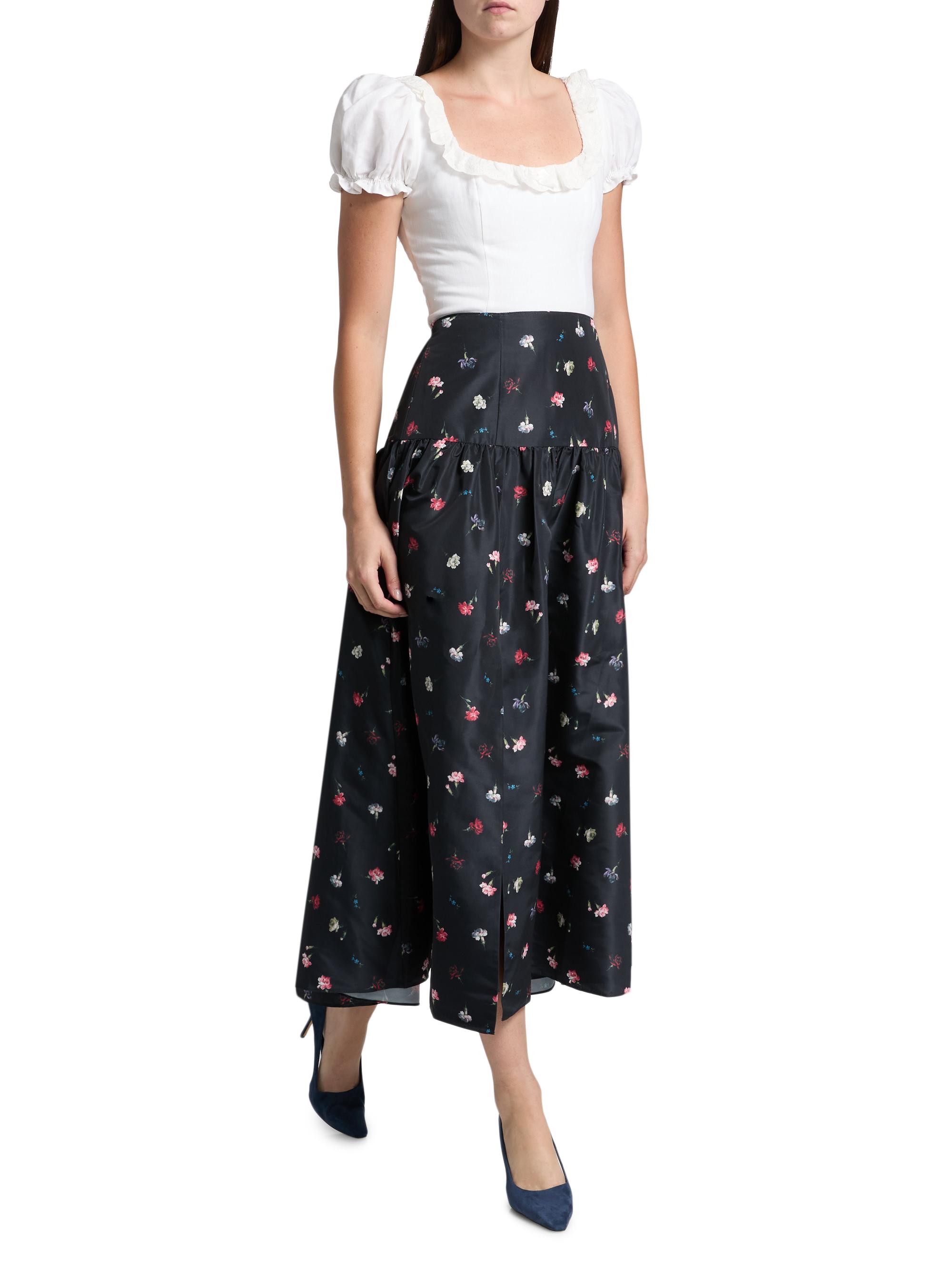 Cinq à Sept Tumbling Carnations Theora Midi-Skirt | Saks Fifth Avenue