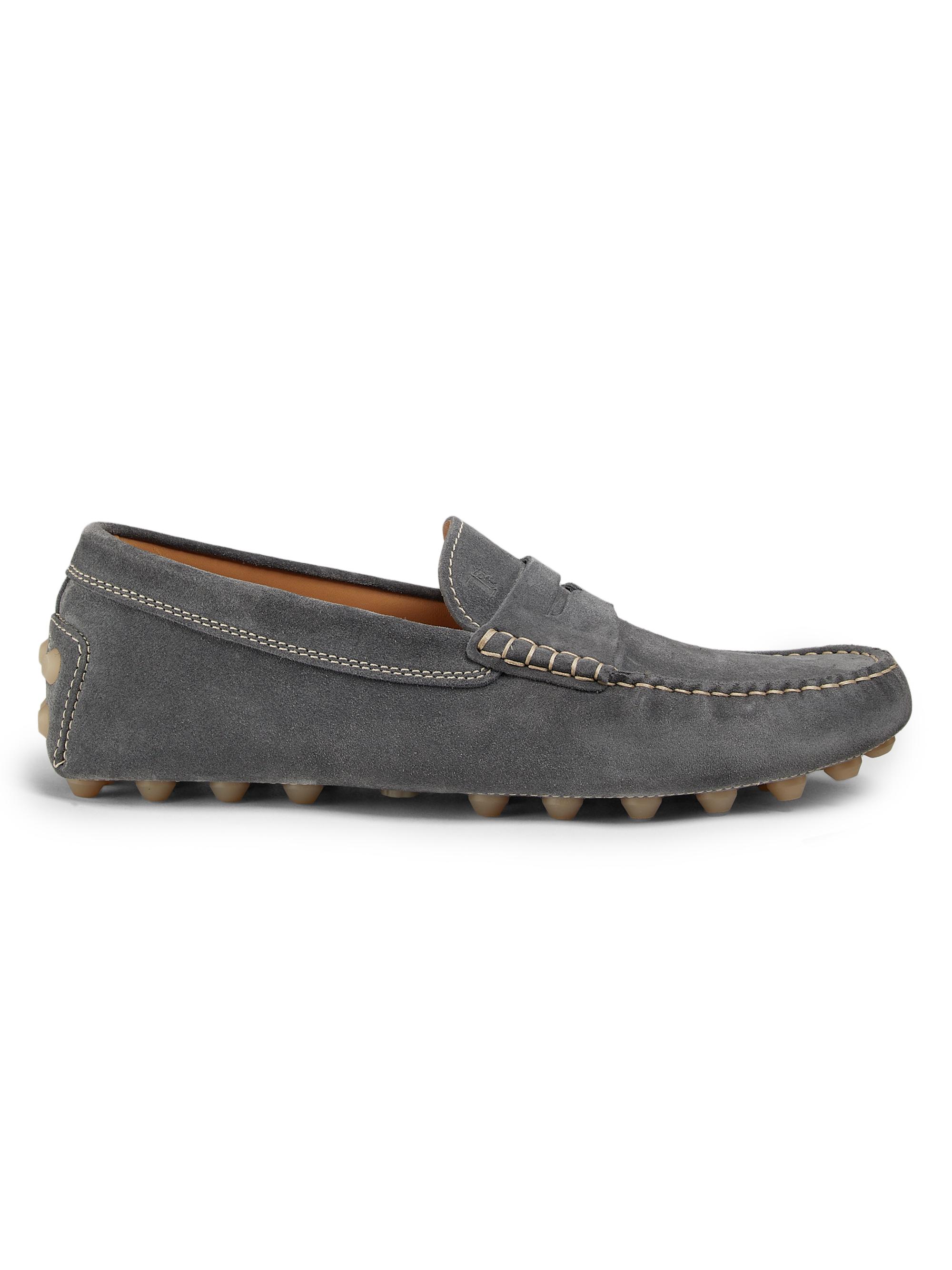 Tod's Men's Mocassino Gommino Suede Driving Loafers - Dark Grey