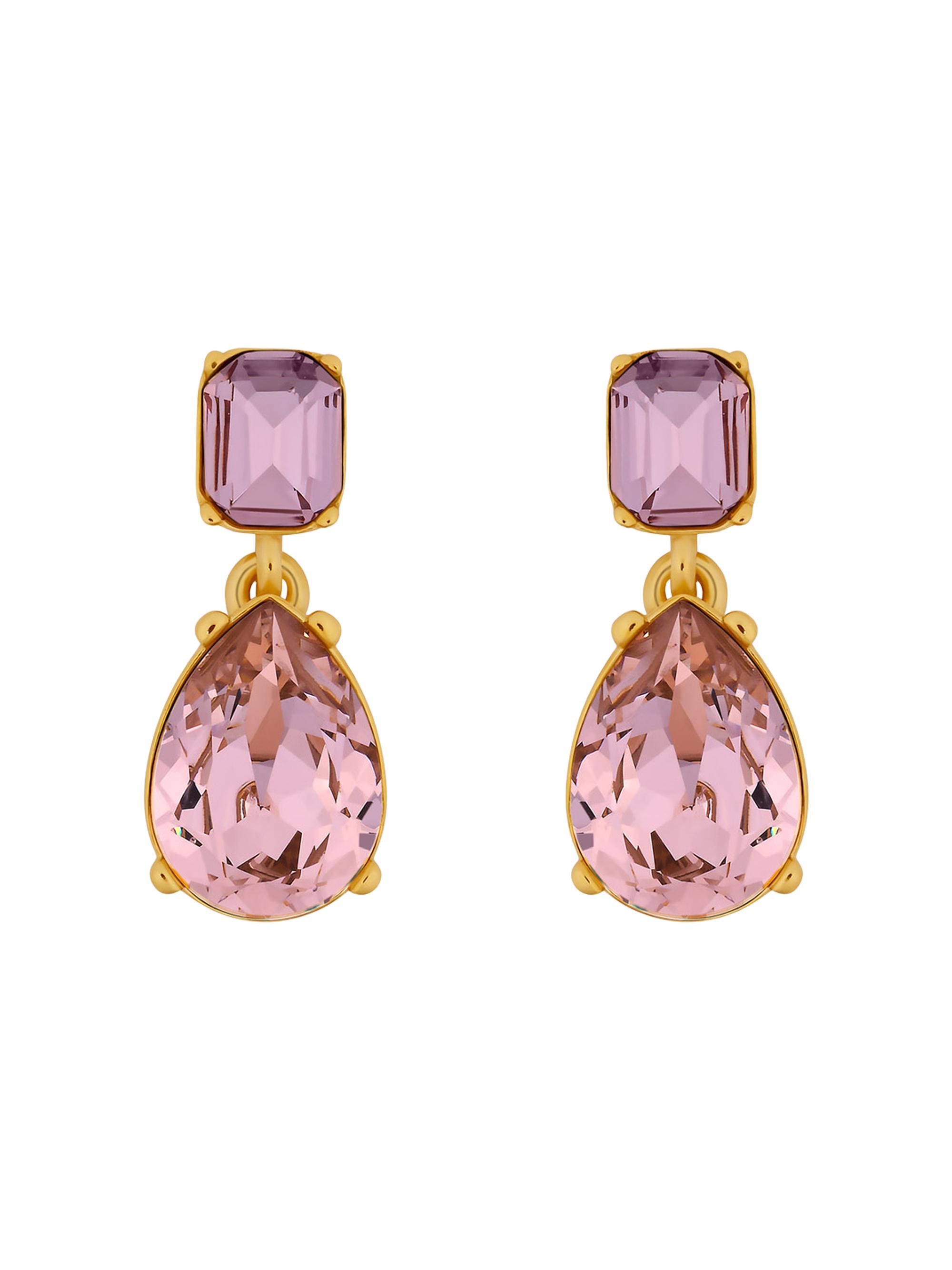 Oscar de la Renta Women's 24K-Gold-Plated & Glass Crystal Drop Earrings - Rose