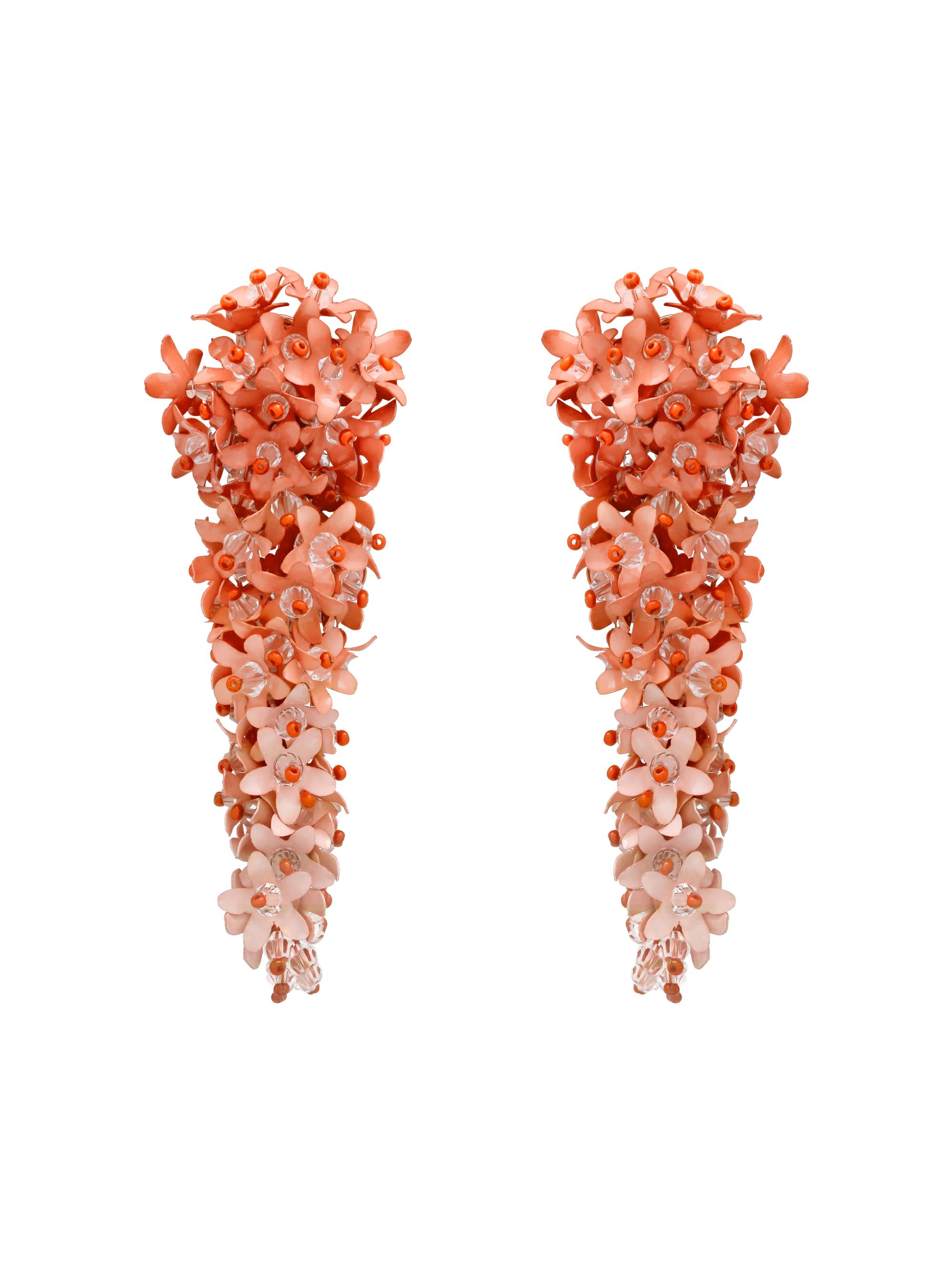 Oscar de la Renta Women's 24K-Gold-Plated & Mixed-Media Cascading Flower Clip-On Earrings - Apricot