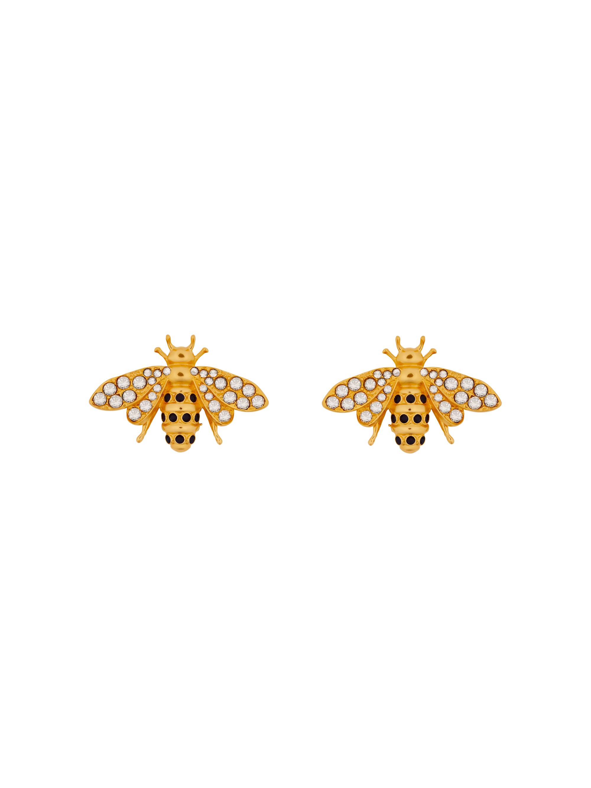 Oscar de la Renta Women's 24K-Gold-Plated & Glass Crystal Bee Clip-On Stud Earrings - Golden Shadow