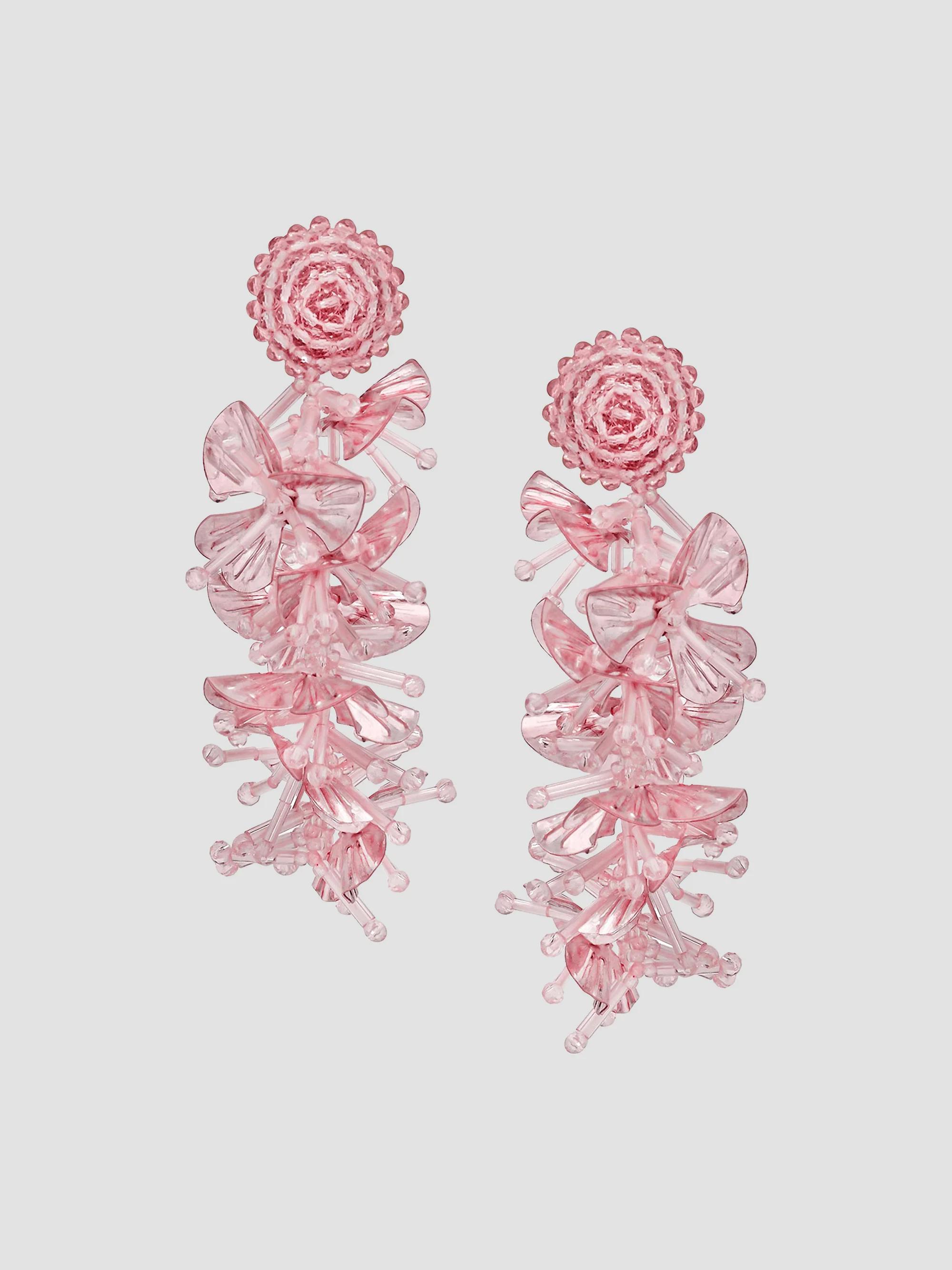Boucles D'oreilles Oscar De La Renta - Cristaux Roses Sur Plaqué Or - Clip