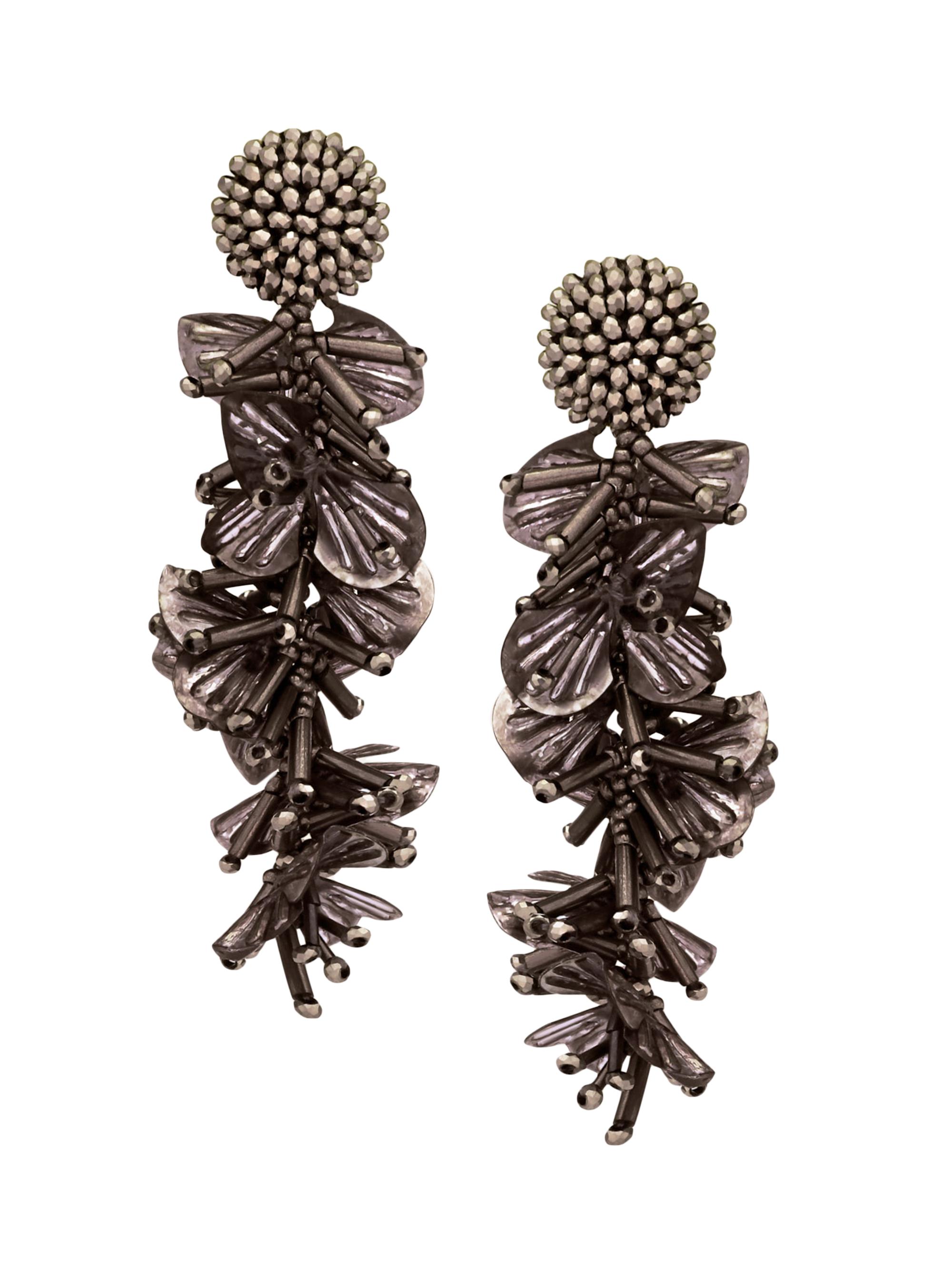 Oscar de la Renta Women's 24K-Gold-Plated & Beaded Clip-On Drop Earrings - Slate