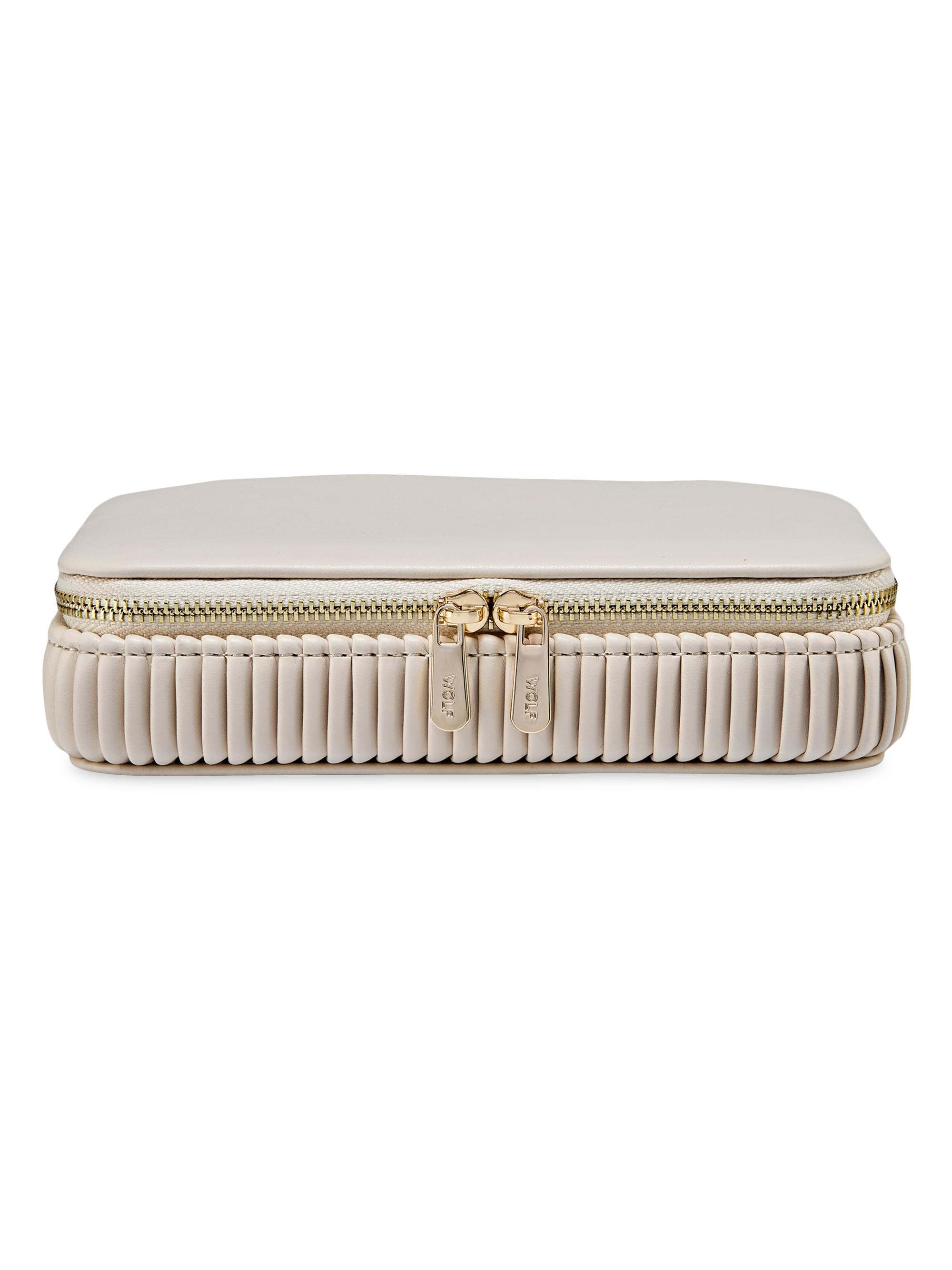 Wolf Bella Faux-Leather Jewelry Zip Case - Bone