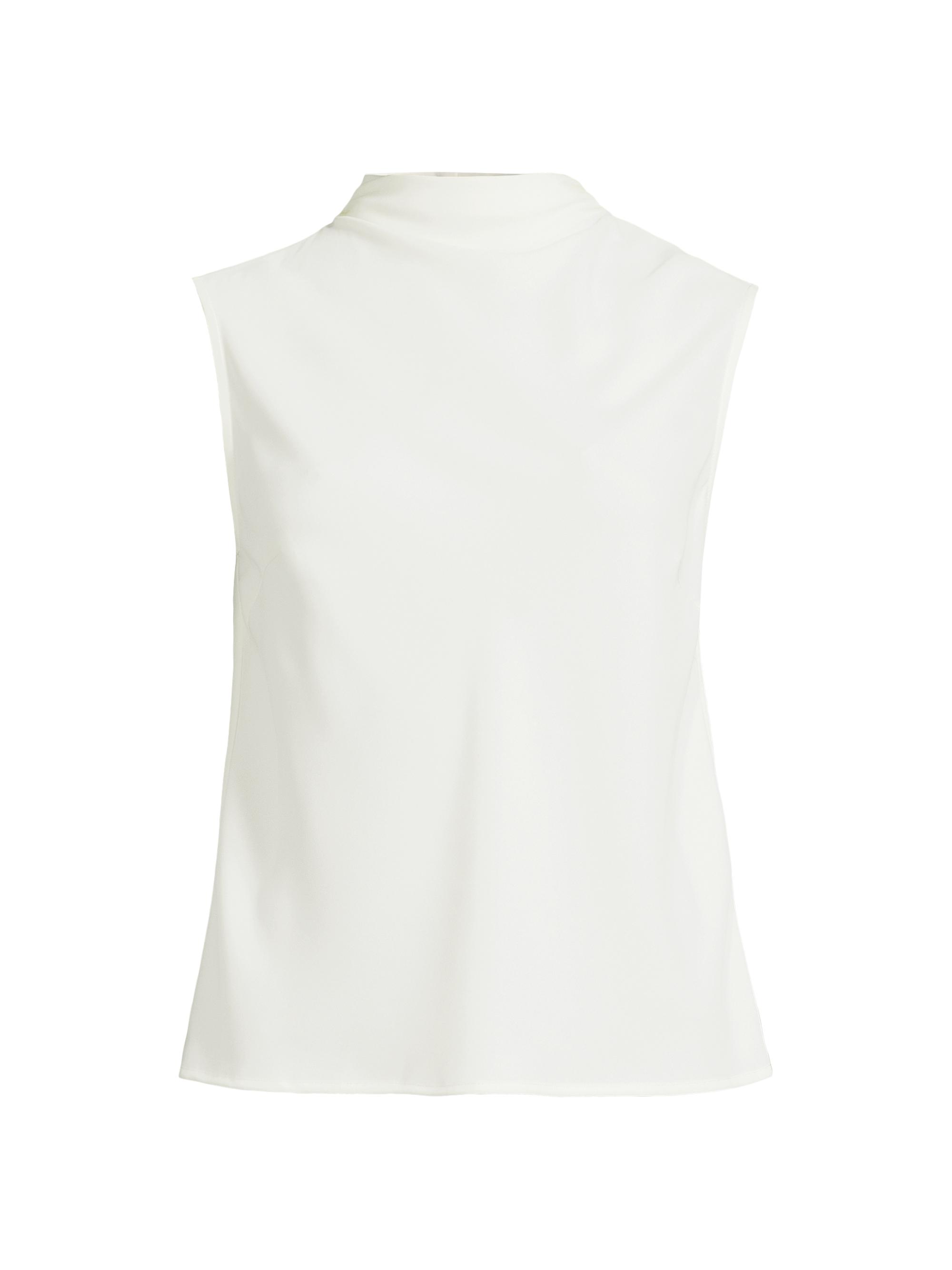 Ming Wang Women's Missy Crêpe-De-Chine Cowlneck Tank - White