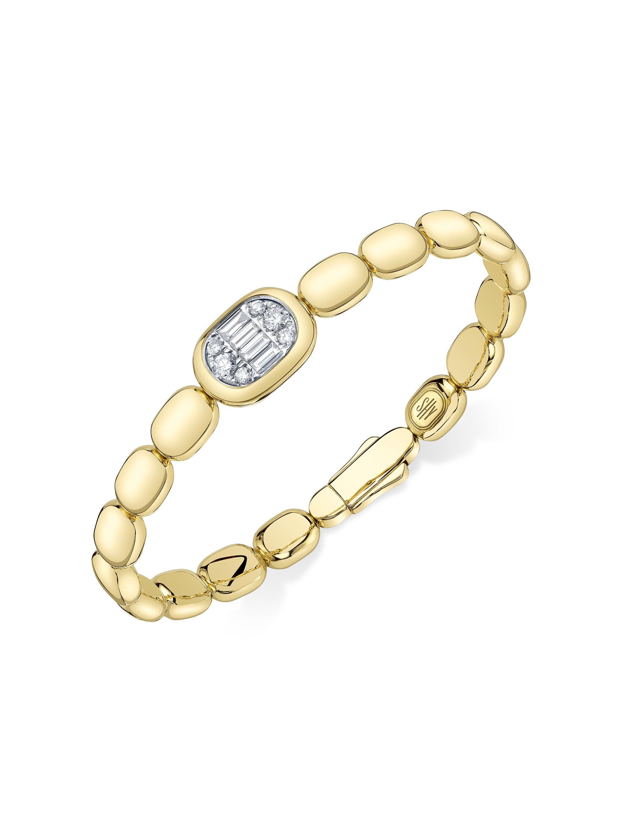 Shy Creation Women's 14K Yellow Gold & 0.55 TCW Diamond Bangle - Yellow Gold
