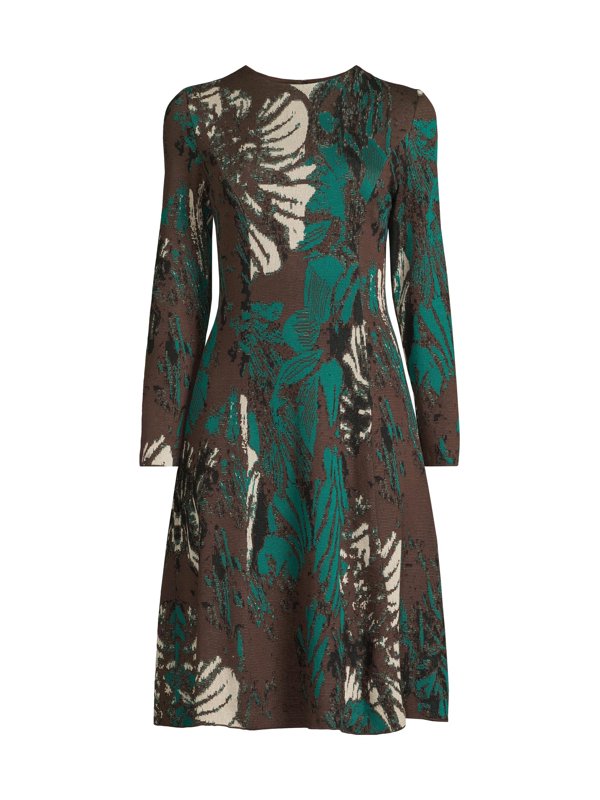 Ming Wang Women's Missy Floral A-Line Knee-Length Dress - Everest Dark Umber Black