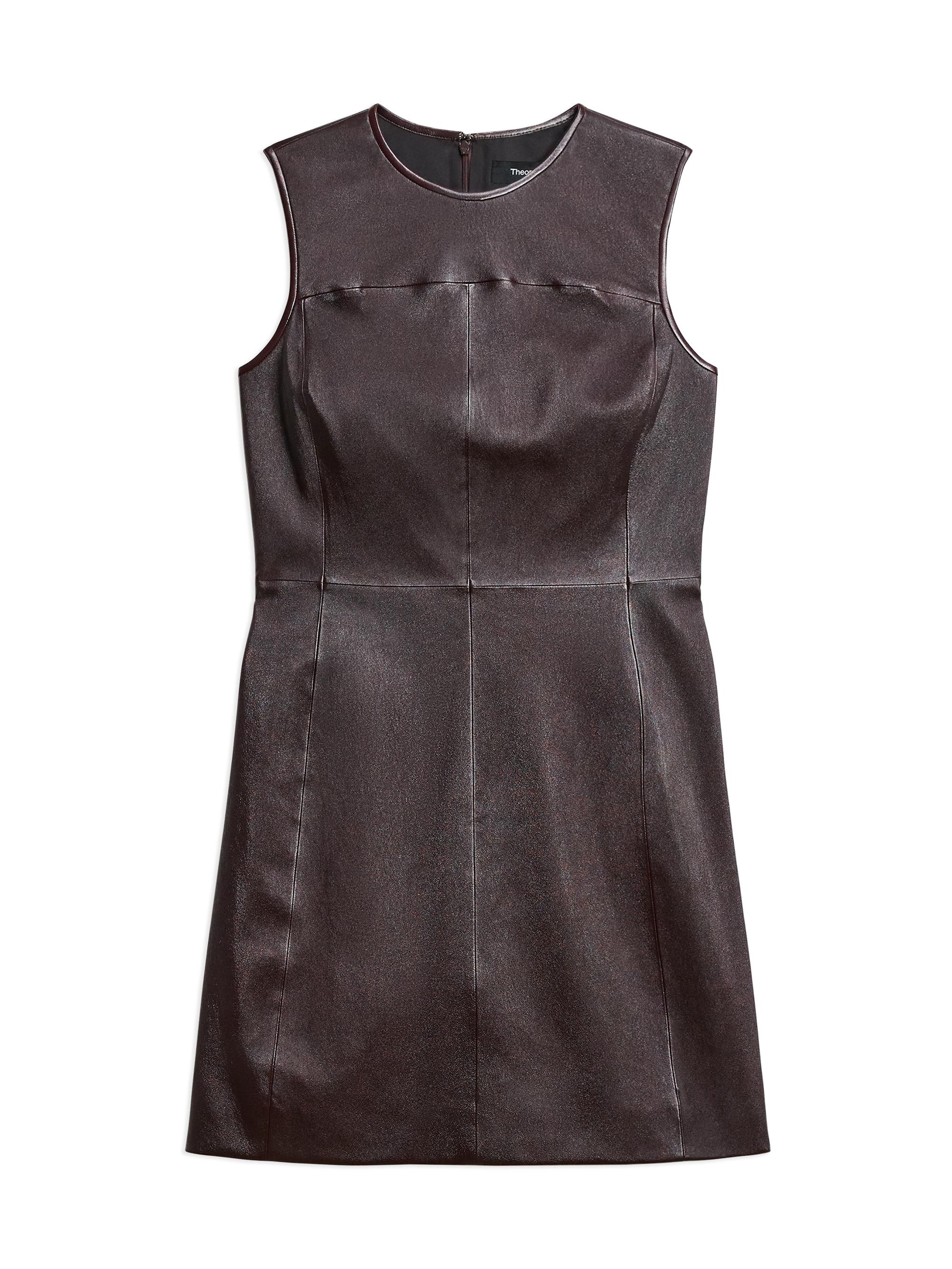 Theory Women's Leather Sleeveless Minidress - Plum Brown