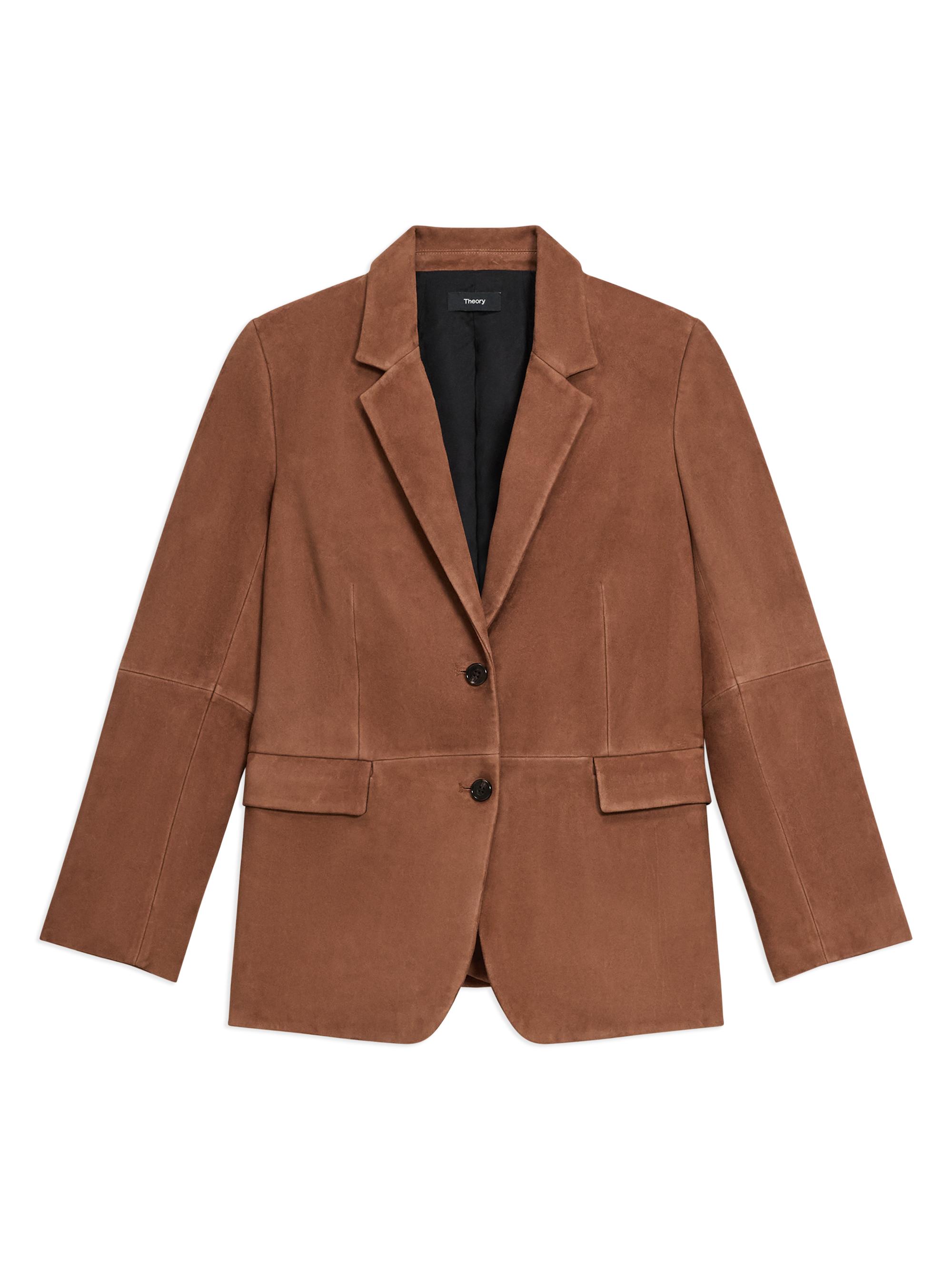 Theory Women's Reece Suede Single-Breasted Blazer - Caramel