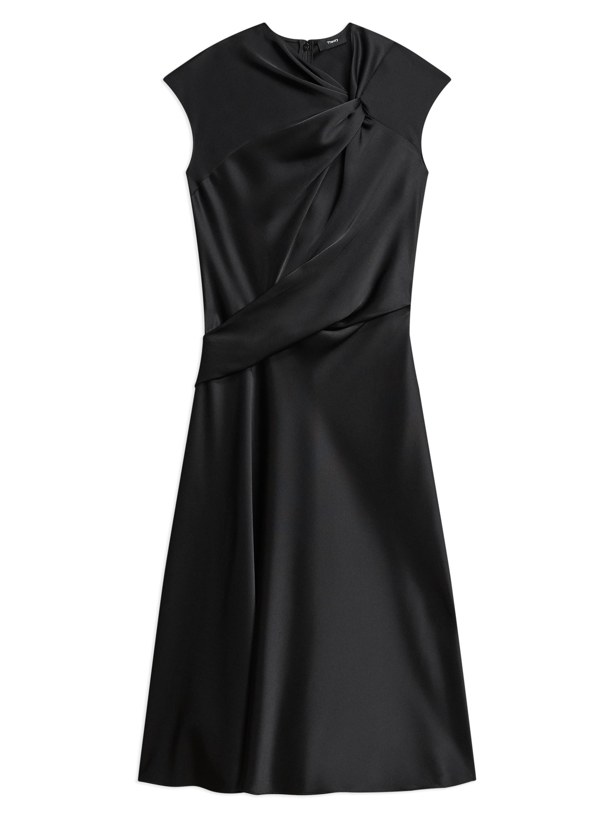 Theory Women's Draped Satin Midi-Dress - Black