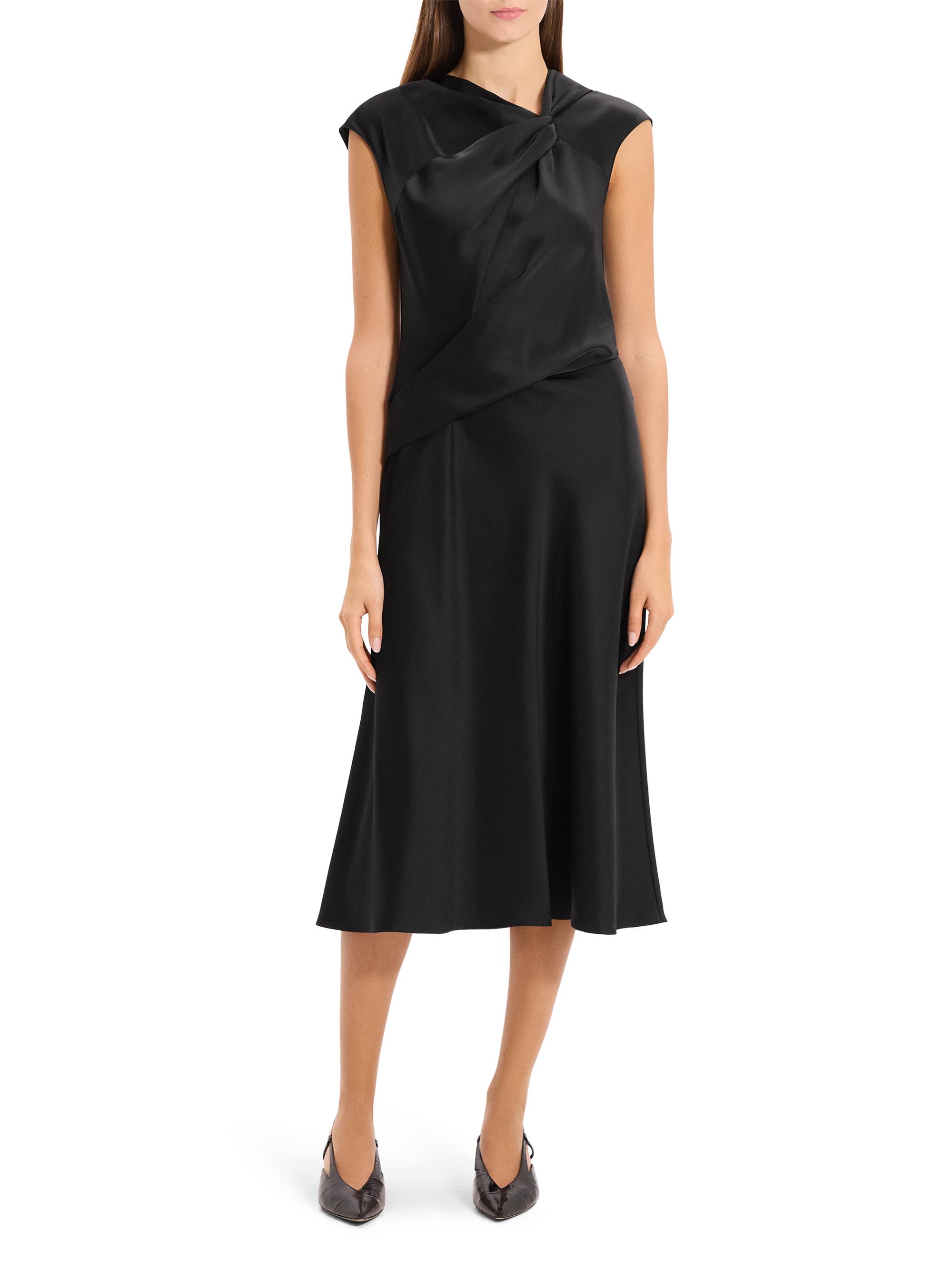 knee length dresses for ladies Chateau Red Crepe Back Satin Midi Dress With Flutter Sleeves main image 1