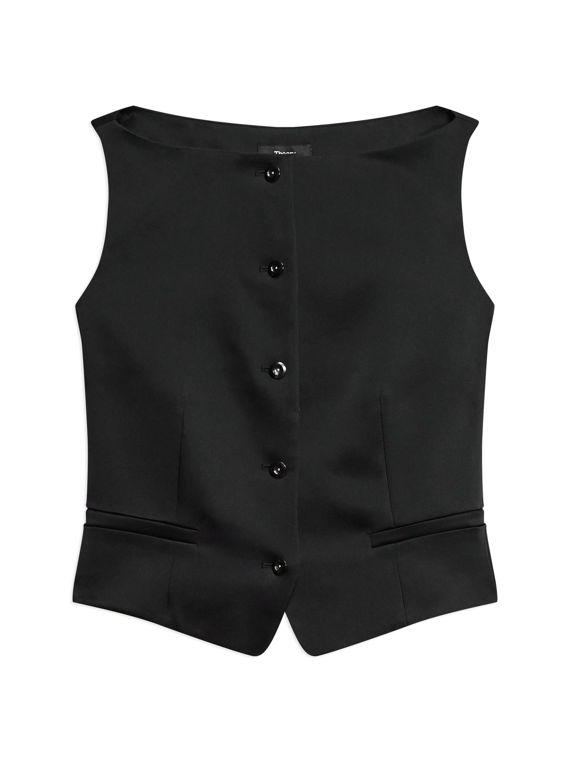 Theory Women's Satin Boatneck Vest - Black