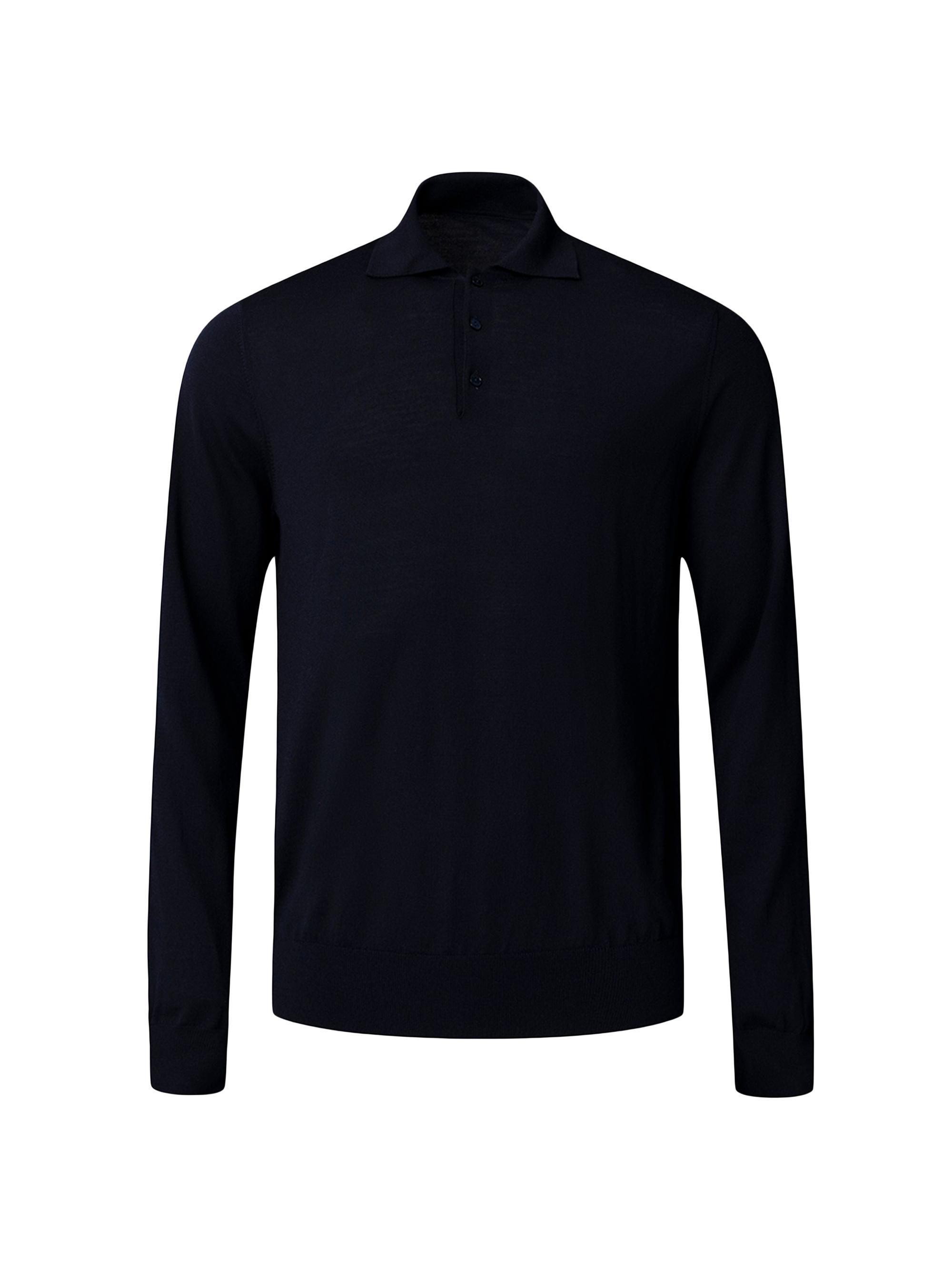Eton Men's Merino Wool Polo Sweater - Navy