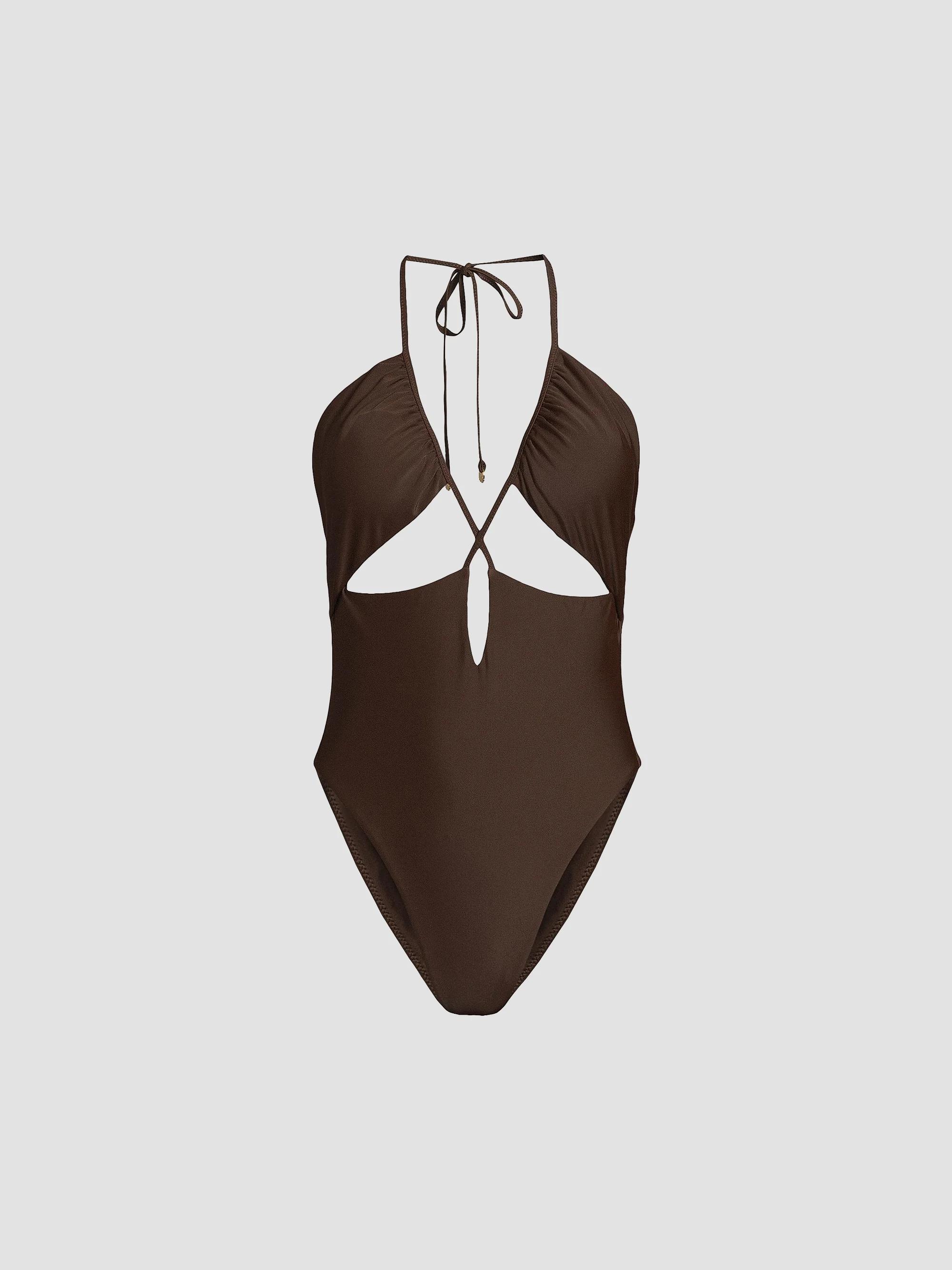 Ramy Brook Women's Nia Halterneck One-Piece Swimsuit - Beach Brown - Size Small