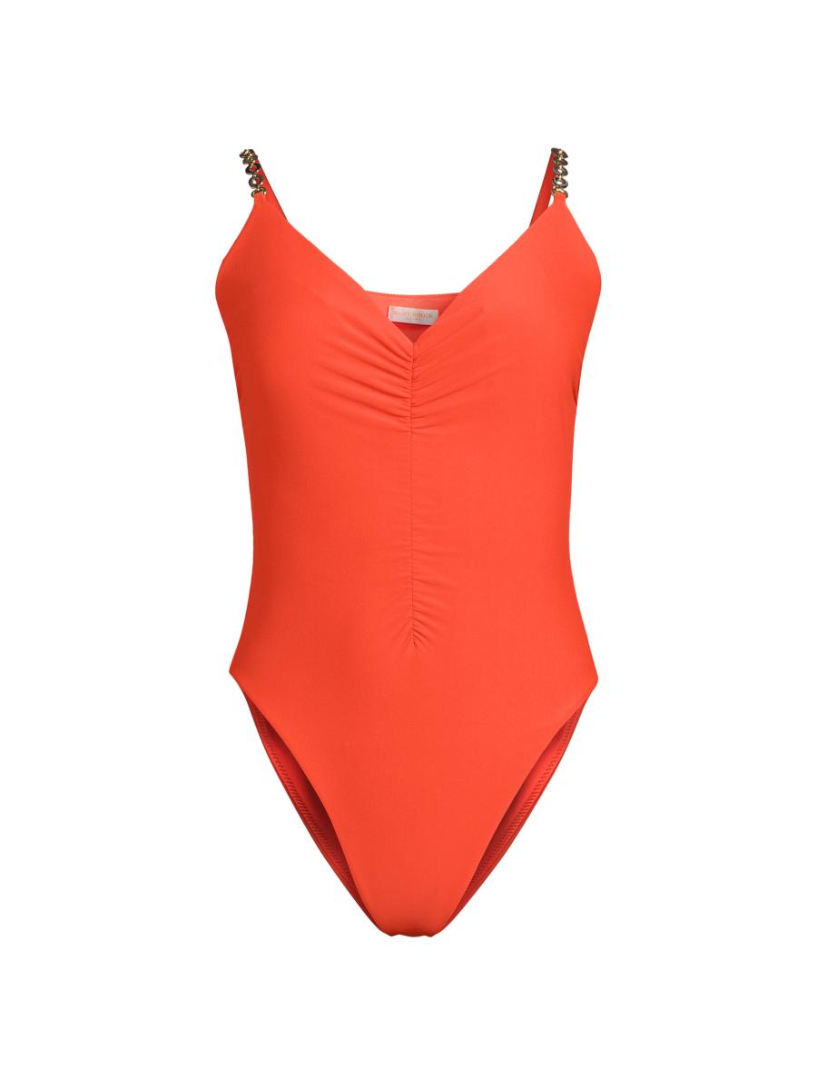 Ramy Brook Women's Monique Ruched One-piece Swimsuit In Vivid Orange