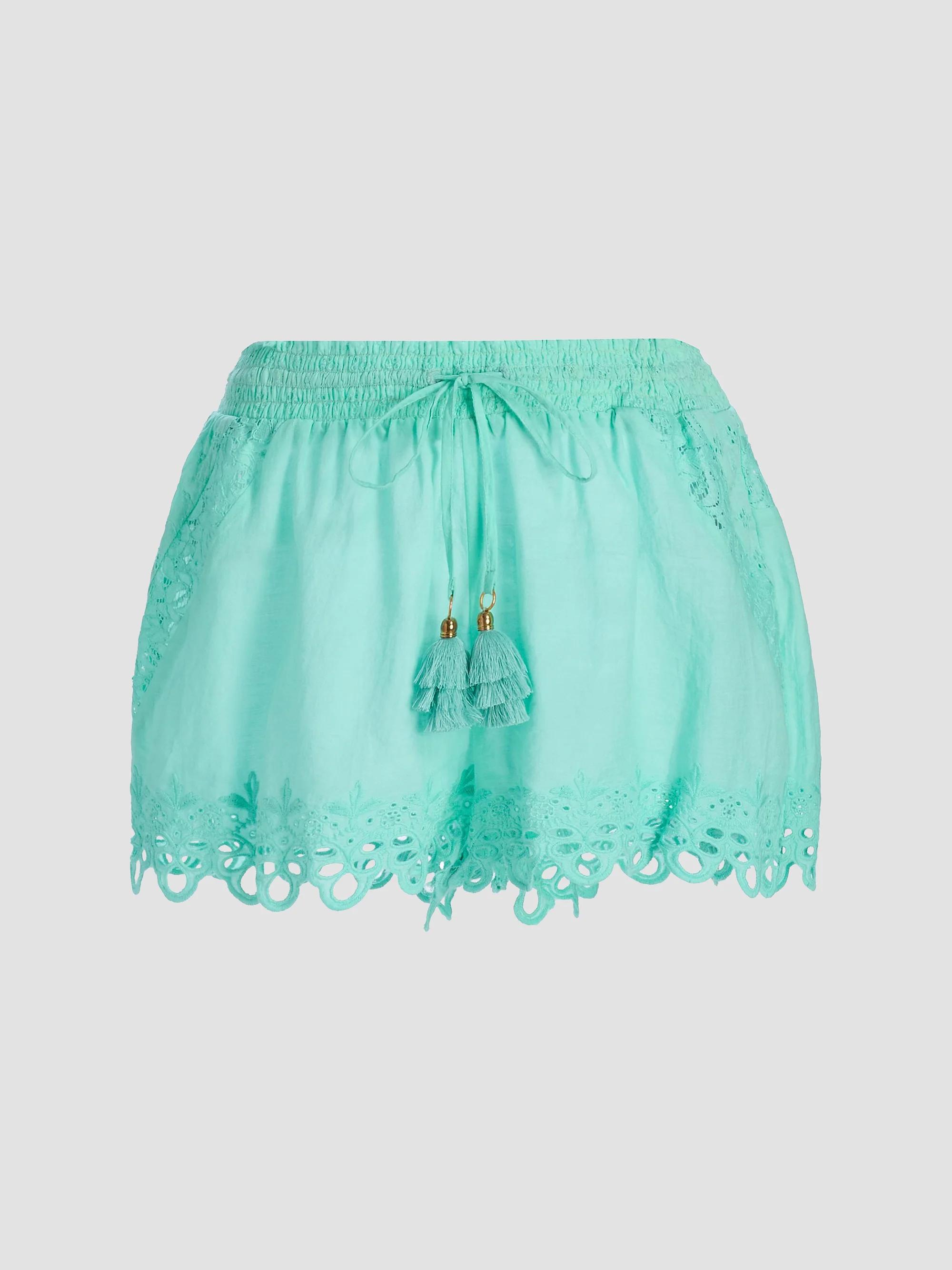 Ramy Brook Women's Diane Cotton Cover-Up Shorts - Seaglass - Size XL