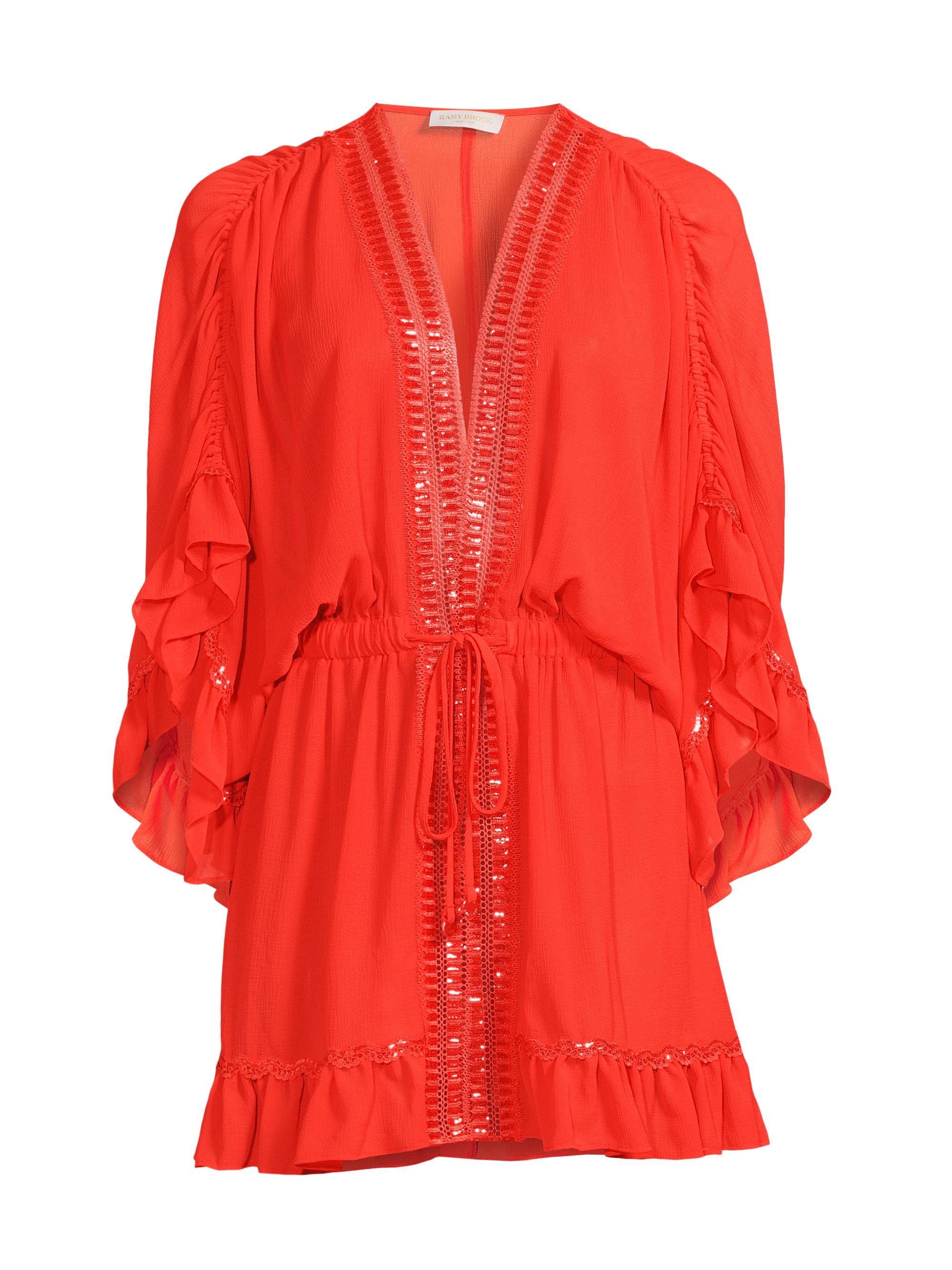 Ramy Brook Women's Pietro Embellished Cover-Up Minidress - Vivid Orange