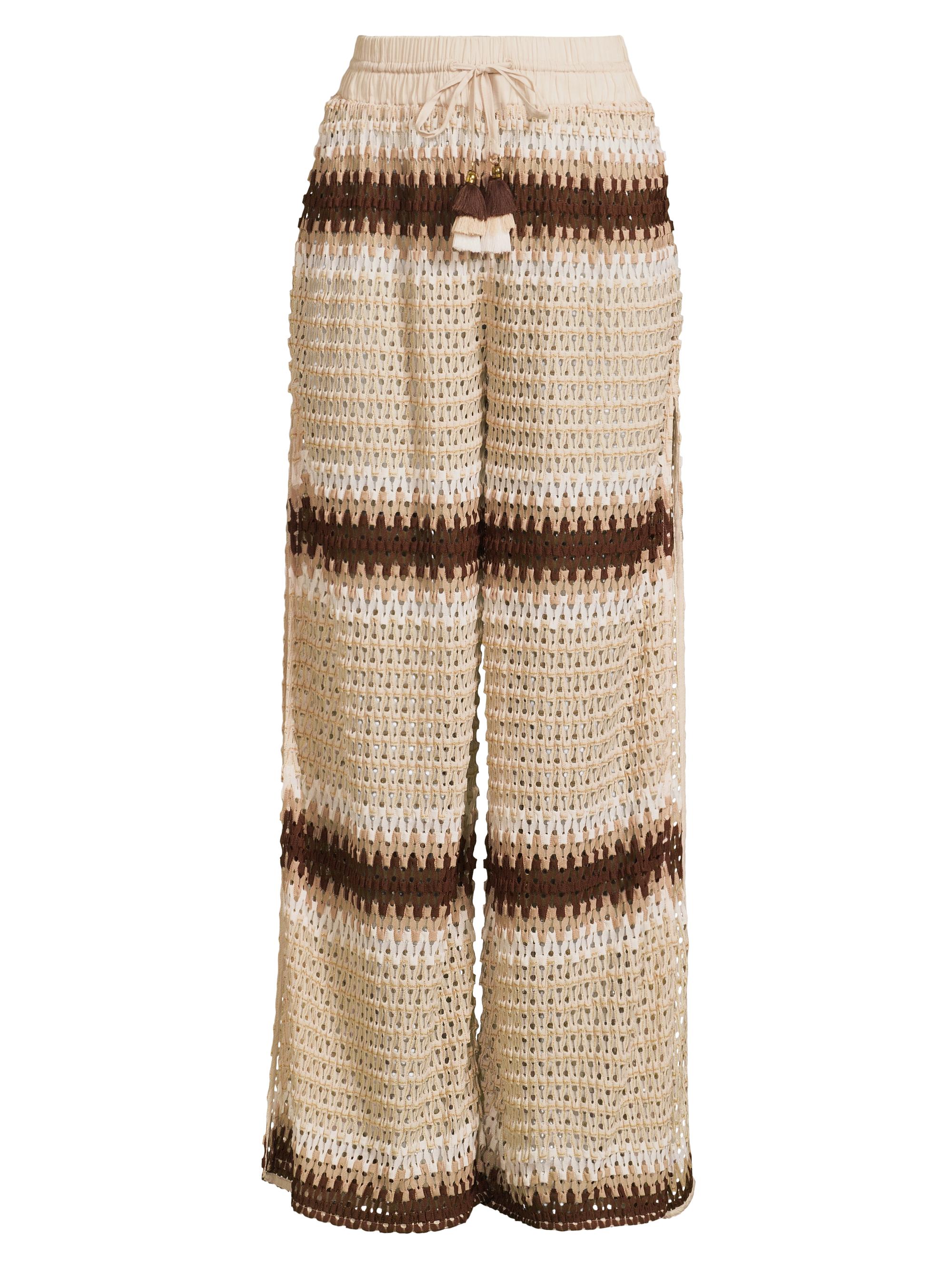 Ramy Brook Women's Larsa Two-Tone Crochet Wide-Leg Cover-Up Pants - Sandstone Crochet