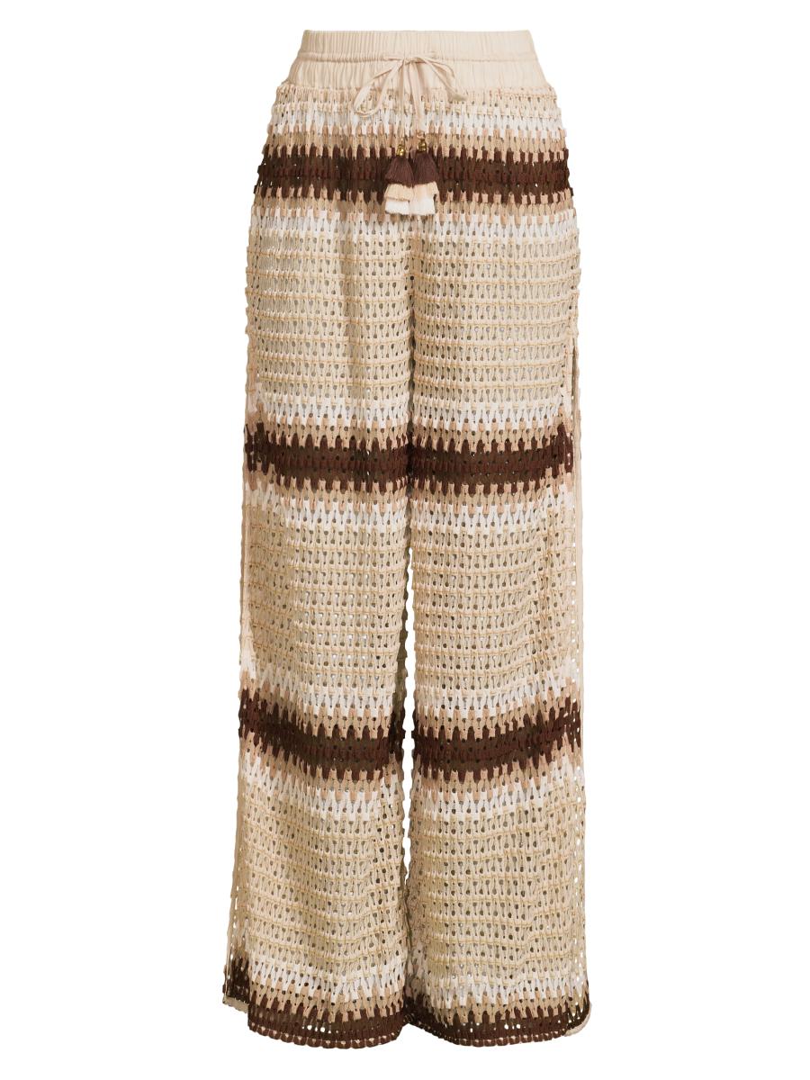Ramy Brook Women's Larsa Two-tone Crochet Wide-leg Cover-up Pants