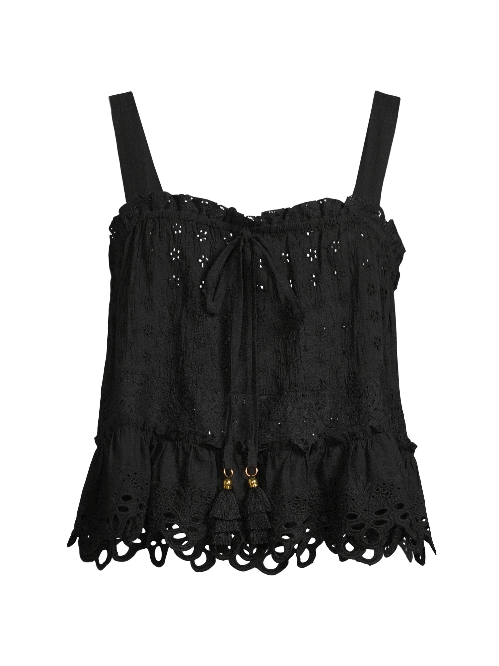 Ramy Brook Women's Amina Embroidered Cotton Top - Black