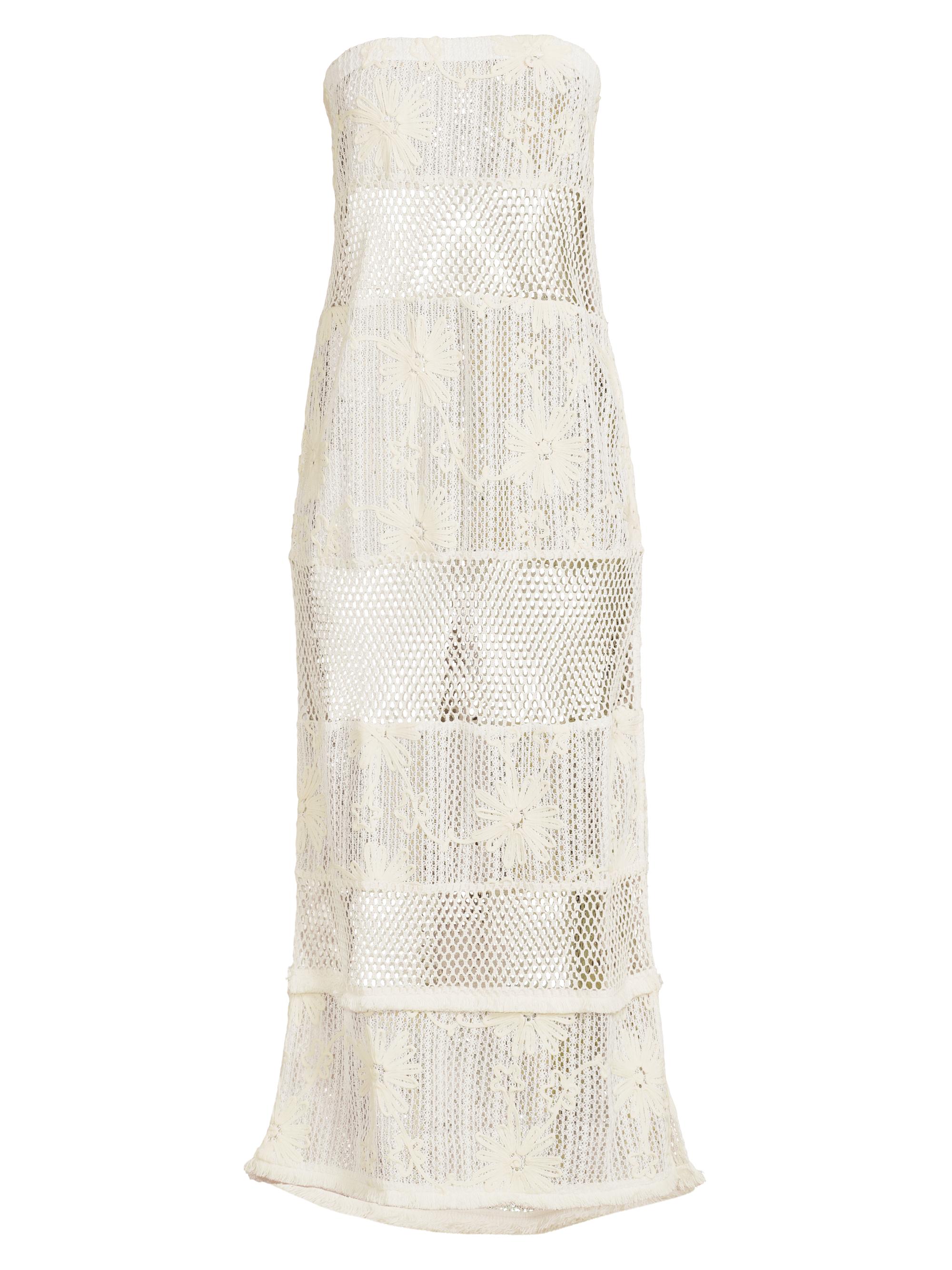 Ramy Brook Women's Senara Bandeau Lace Cover-Up Maxi Dress - White Embroidered