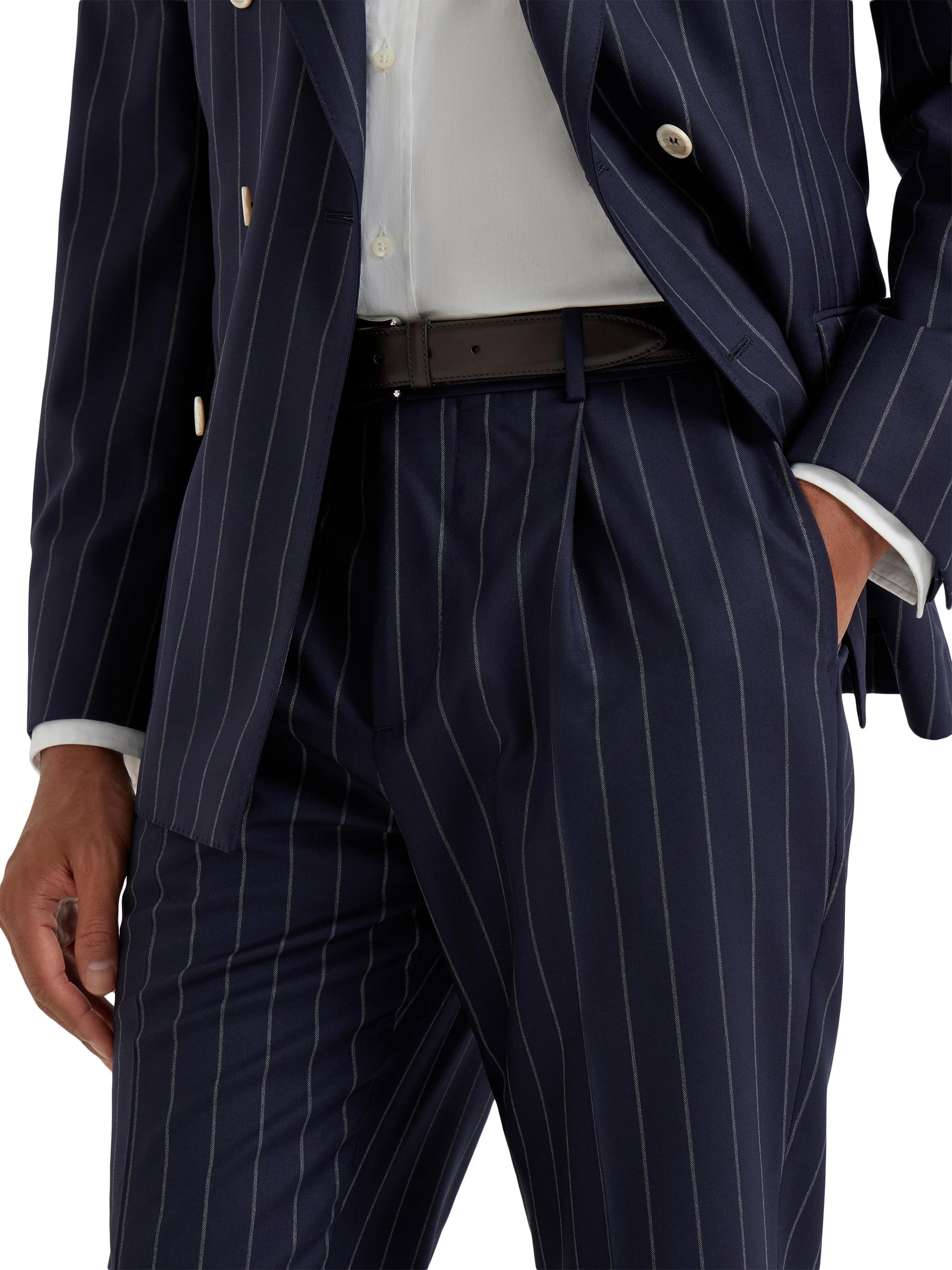 ~1990'S Saks Fifth Avenue Two-Pleat Wool Trousers, Men's Size W31 (approx.), Vintage wool navy blue type Vintage Second Hand