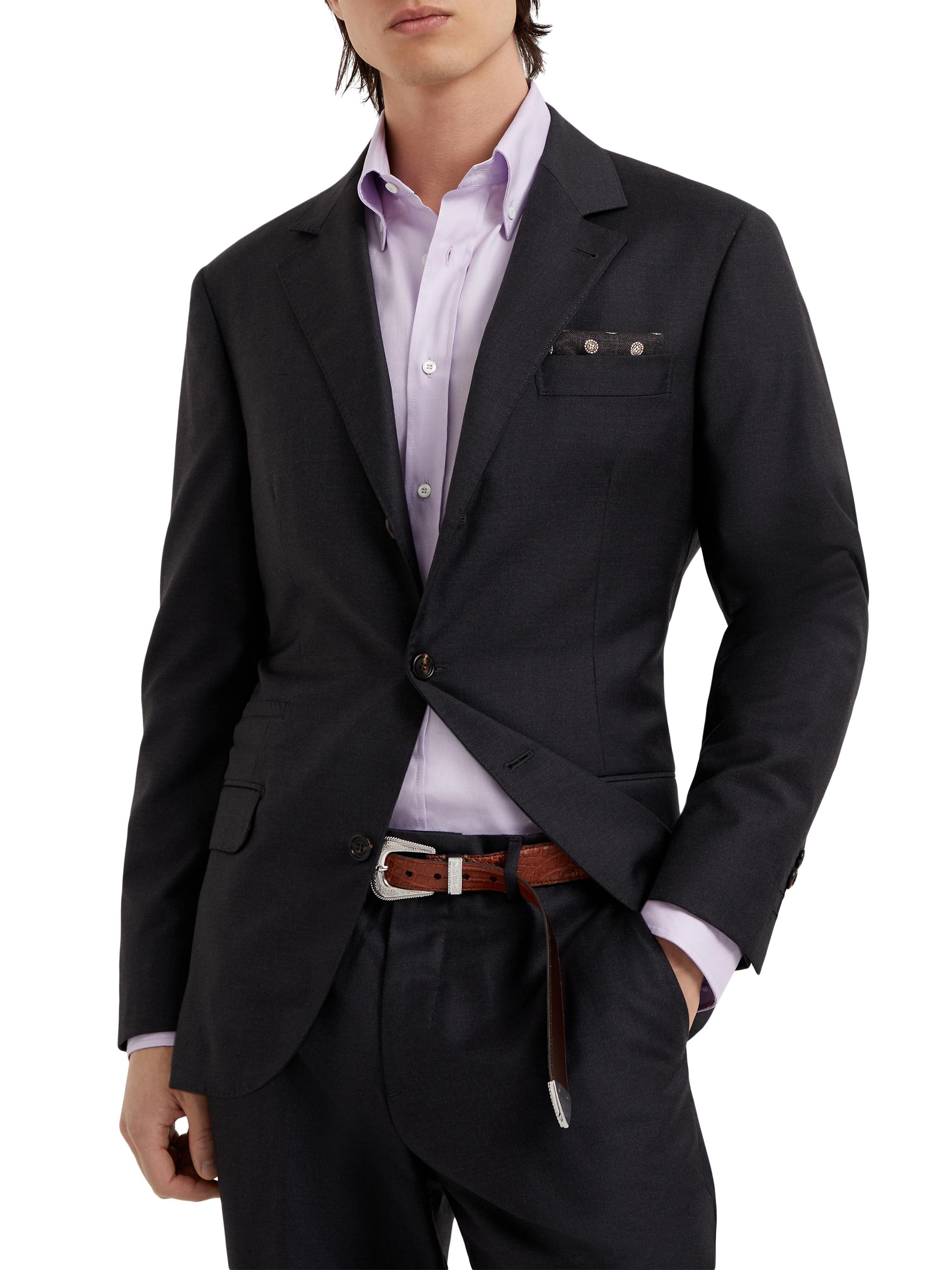 Brunello Cucinelli Men's Super 150s Virgin Wool Four Season Batavia Twill Blazer - Anthracite
