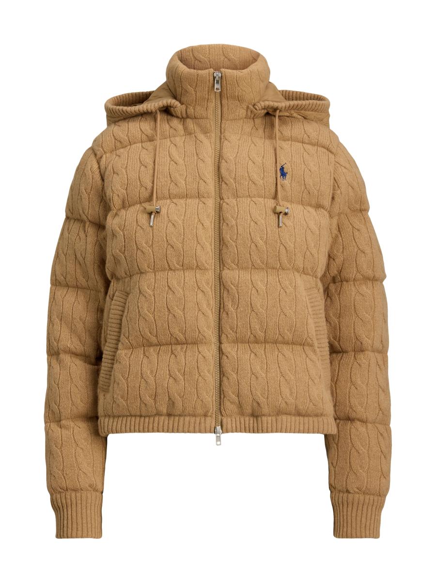 Polo Ralph Lauren Cable-Knit Hooded Down Coat | Saks Fifth Avenue