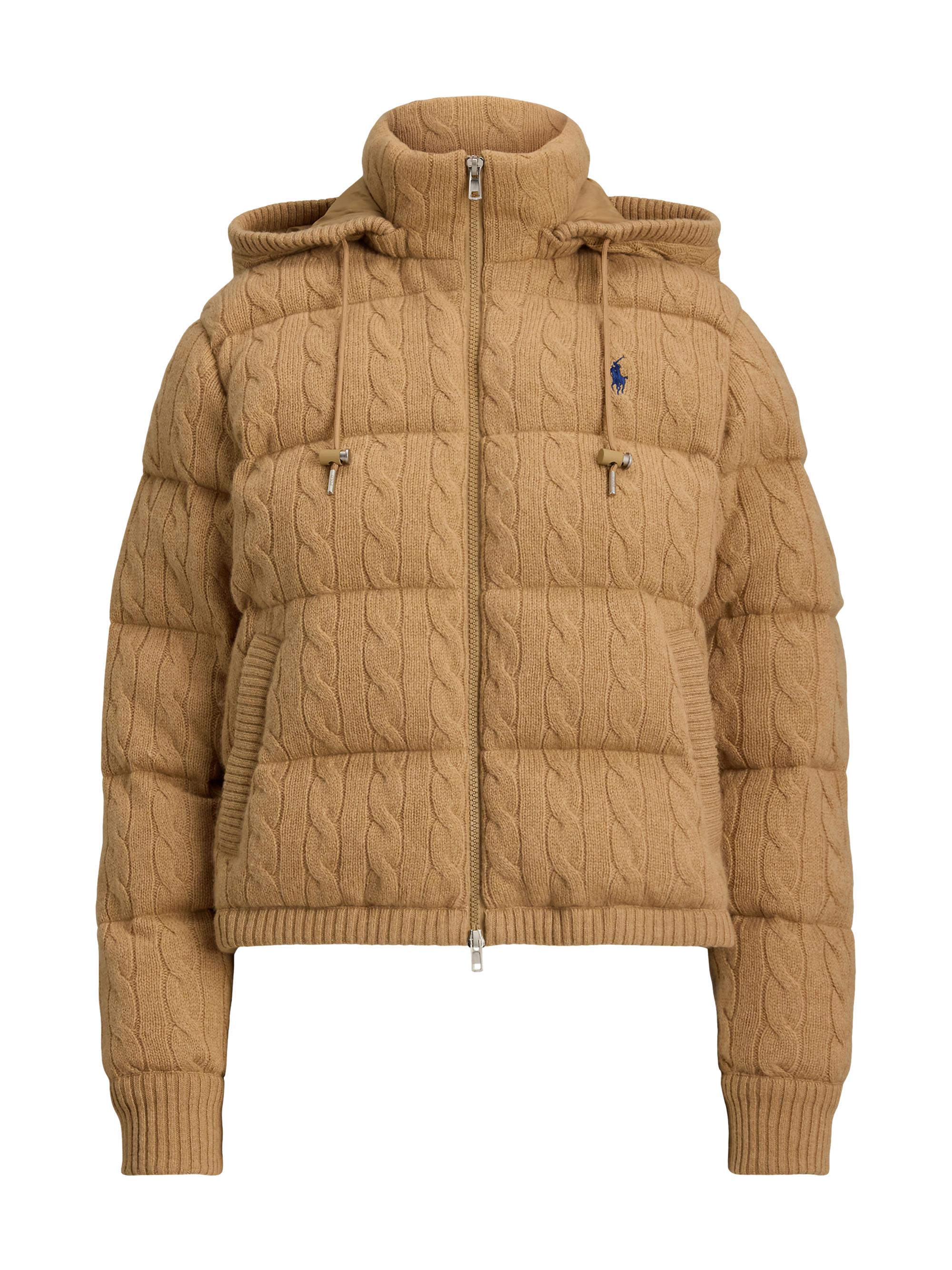 Polo Ralph Lauren Cable-Knit Hooded Down Coat | Saks Fifth Avenue