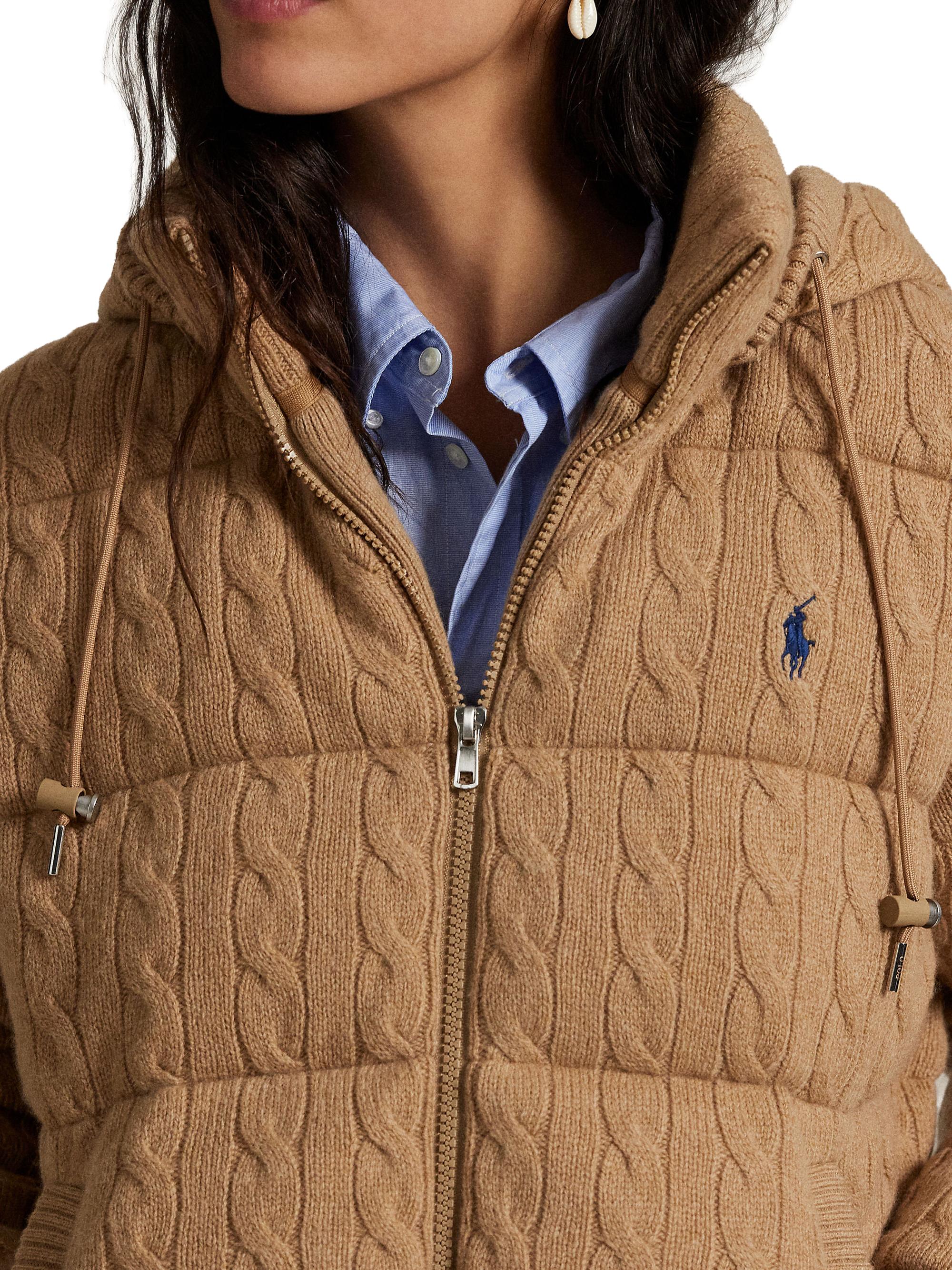 Polo Ralph Lauren Cable-Knit Hooded Down Coat | Saks Fifth Avenue