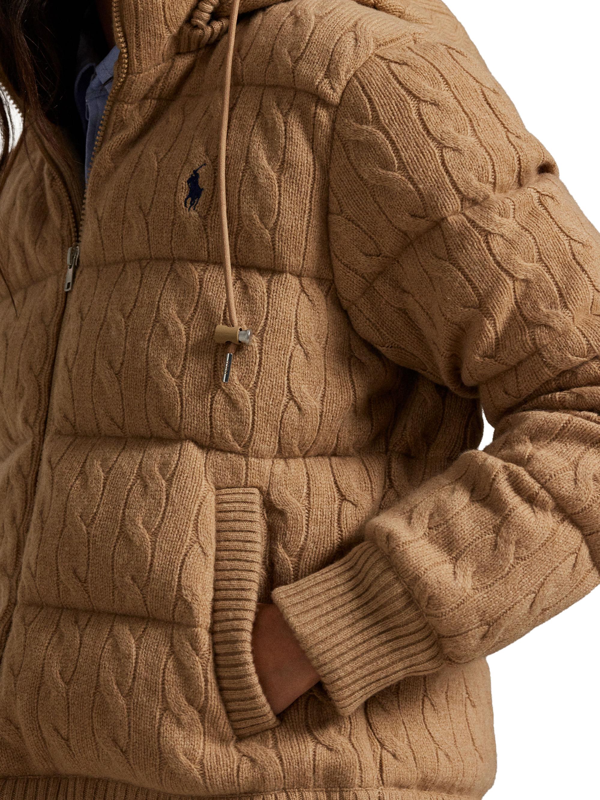 Polo Ralph Lauren Cable-Knit Hooded Down Coat | Saks Fifth Avenue