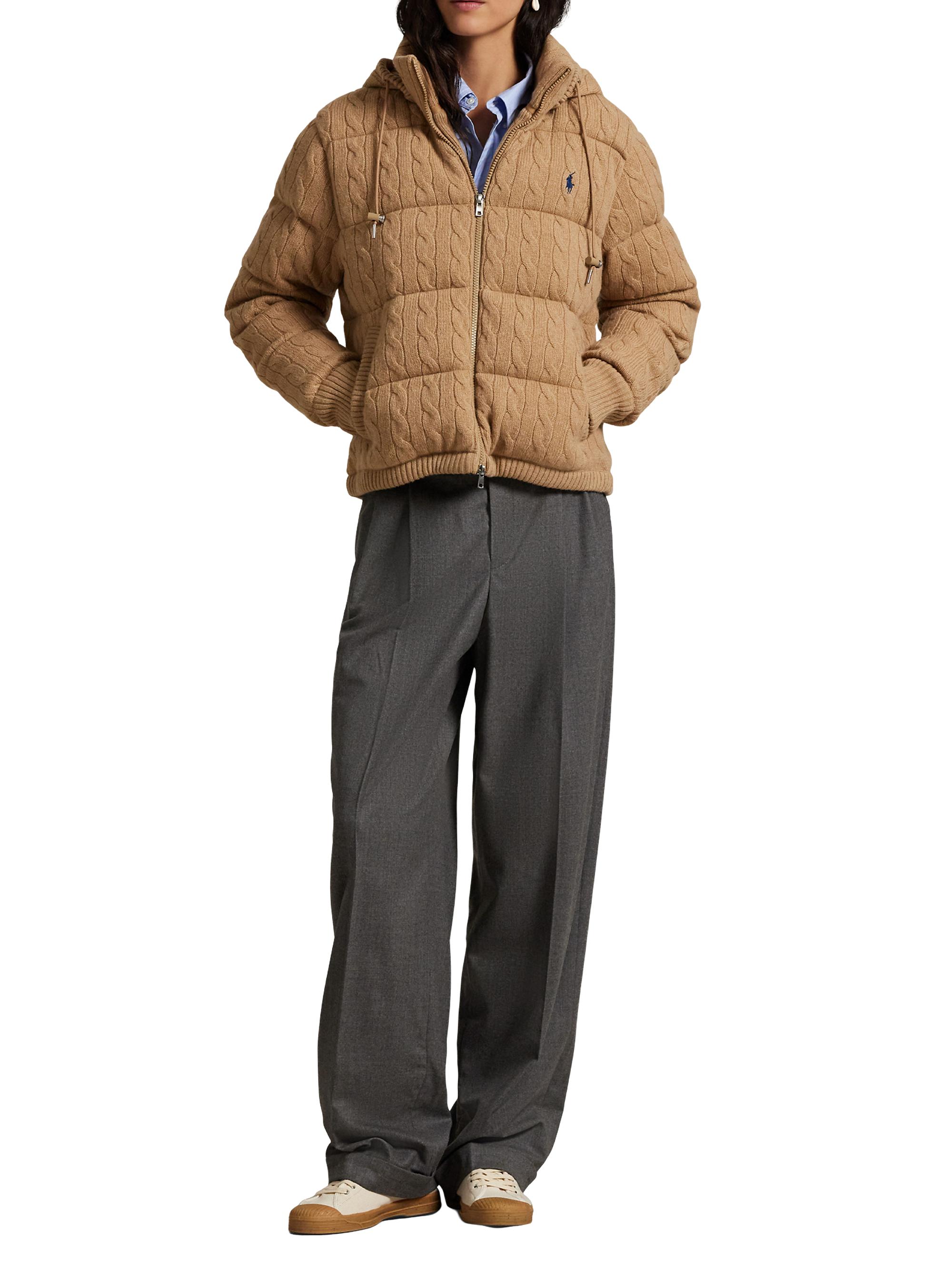 Polo Ralph Lauren Cable-Knit Hooded Down Coat | Saks Fifth Avenue
