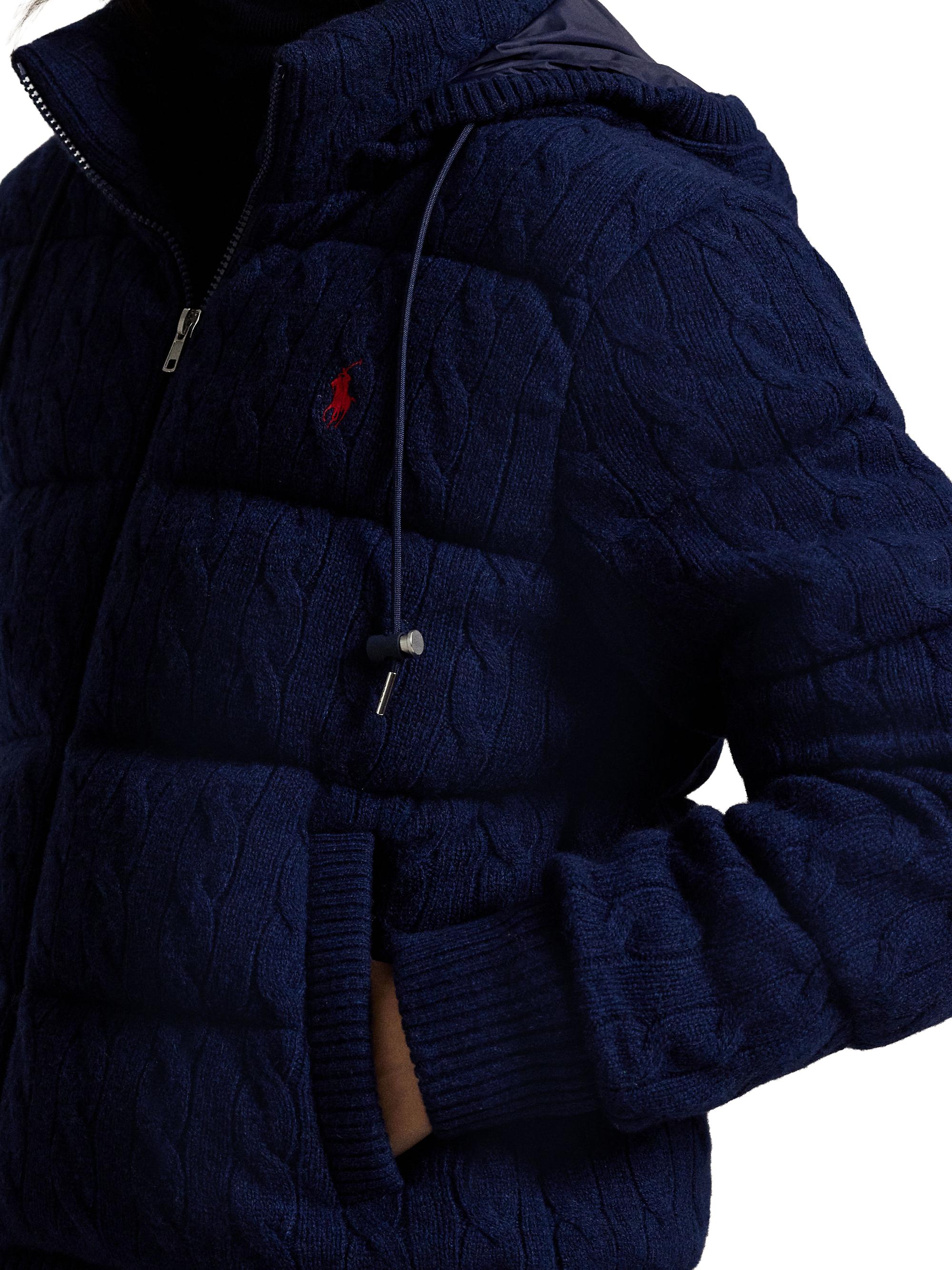 Polo Ralph Lauren Cable-Knit Hooded Down Coat | Saks Fifth Avenue